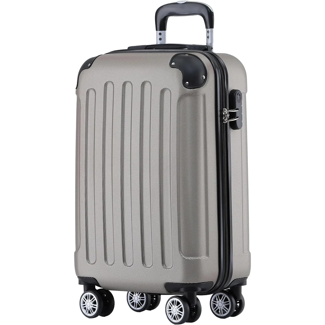 BEIBYE Zwillingsrollen Hardcase Reisekoffer Koffer Trolleys Hartschale in XL-L-M in 14 Farben (Champagner, Handgepäck (…