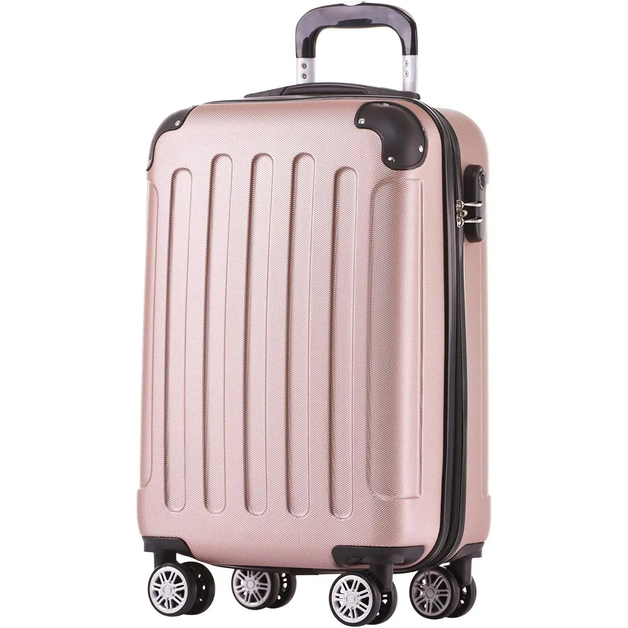 BEIBYE Zwillingsrollen Hardcase Reisekoffer Koffer Trolleys Hartschale in XL-L-M in 14 Farben (Rosagold, Handgepäck (55…