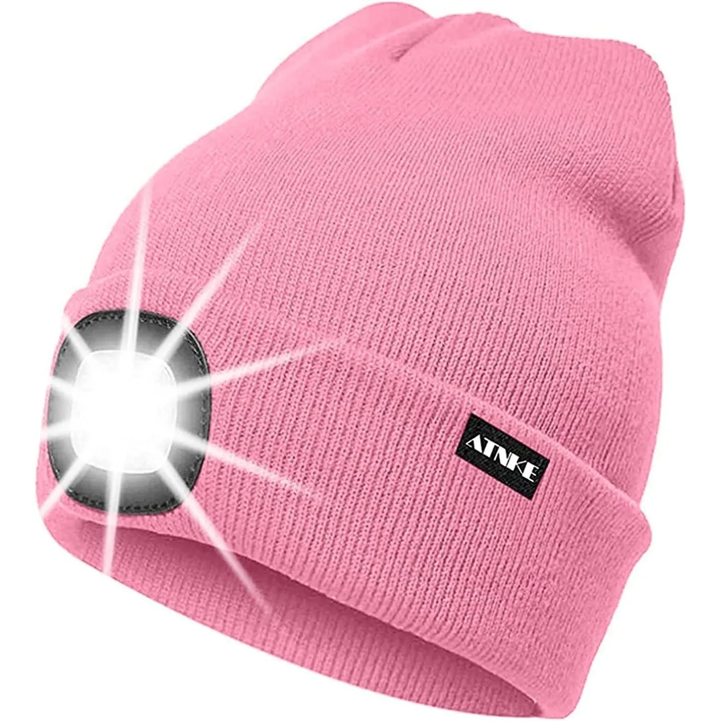 ATNKE LED Beleuchtete Mütze,Wiederaufladbare USB Laufmütze mit Licht Extrem Heller 4 LED Lampe Winter Warme Stirnlampe …
