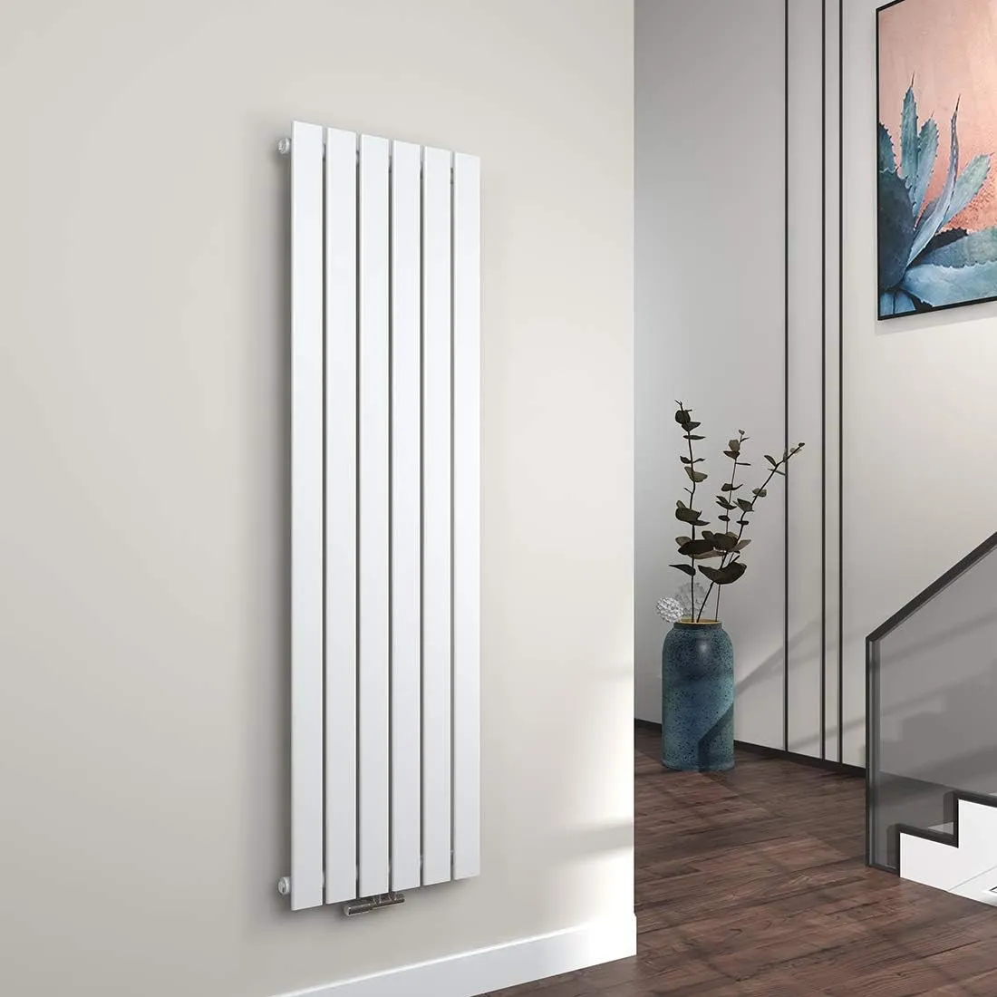 EMKE Vertikal Heizkörper 1600x460 mm Design Flachheizkörper mit Mittelanschluss, Einlagig Weiß Paneelheizkörper Wandhei…