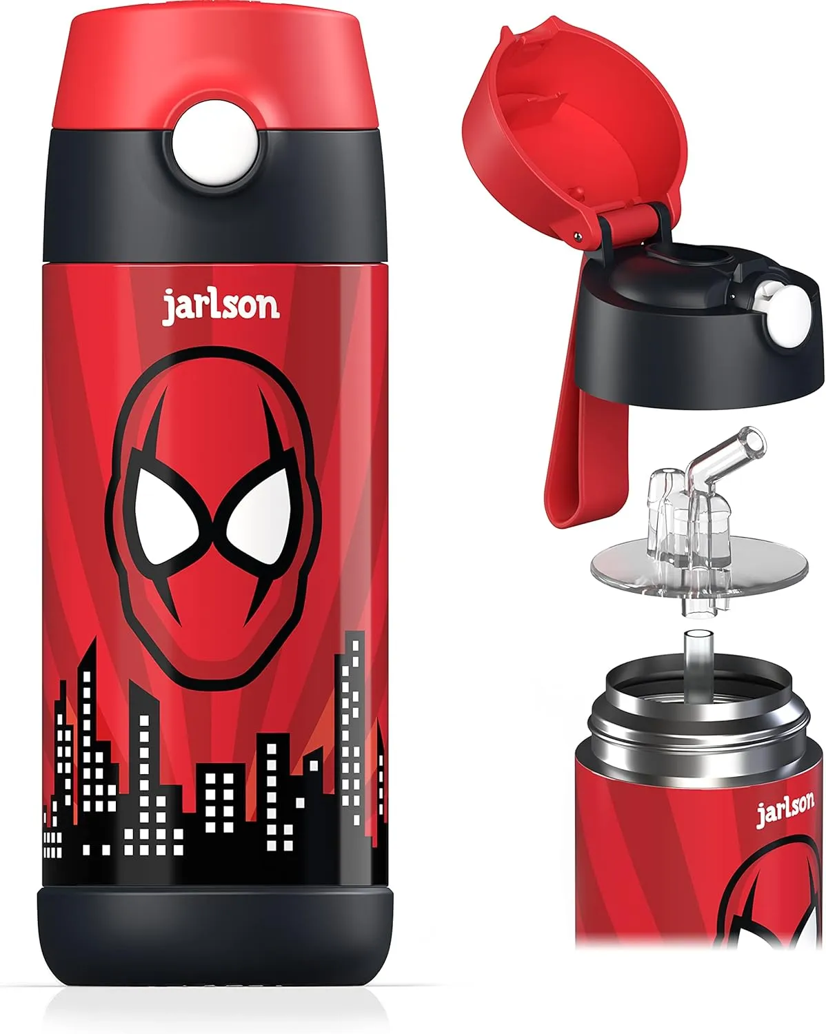 Jarlson® Trinkflasche Kinder Edelstahl Charli [MIT STROHHALM] - Thermosflasche Auslaufsicher - Thermoskanne - Water Bot…