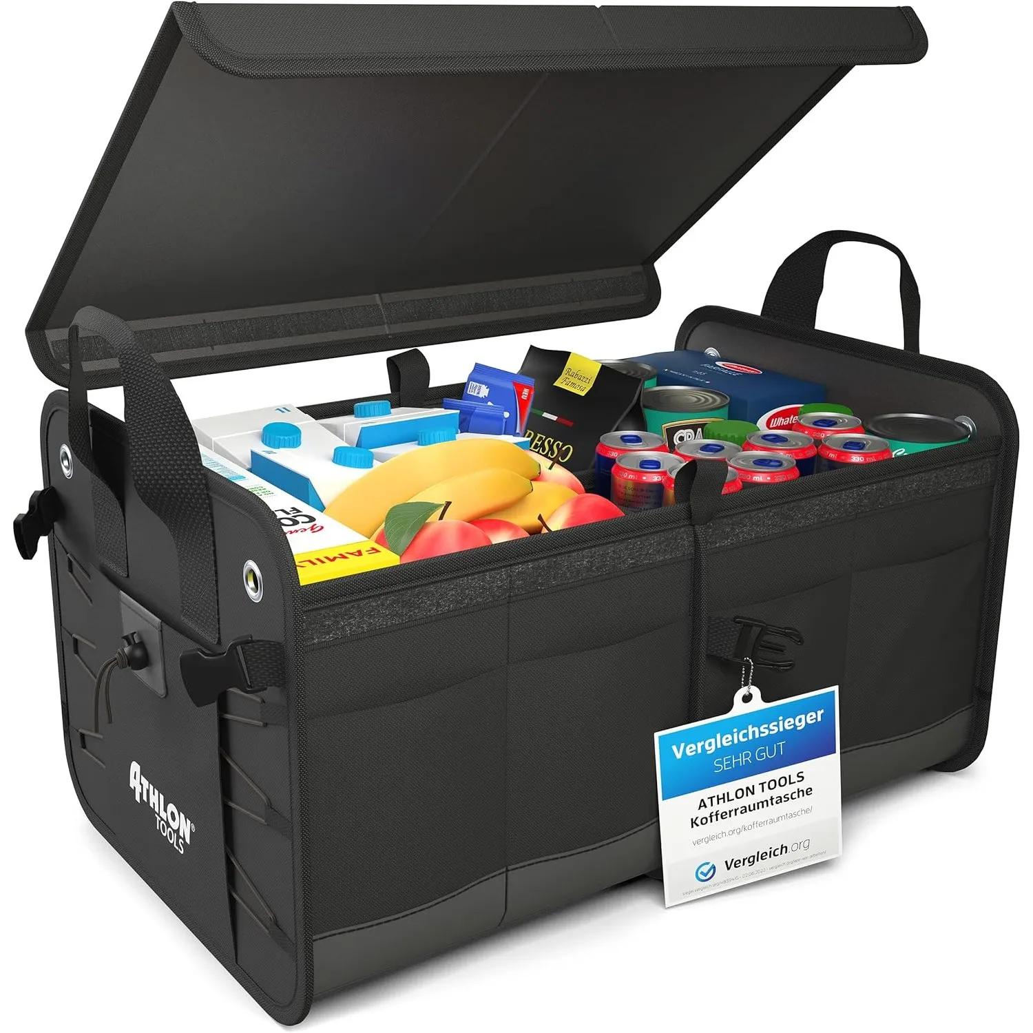 ATHLON TOOLS Premium Kofferraumtasche mit Deckel - 60 Liter XXL Auto Kofferraum Organizer - Extra stabile & wasserfeste…