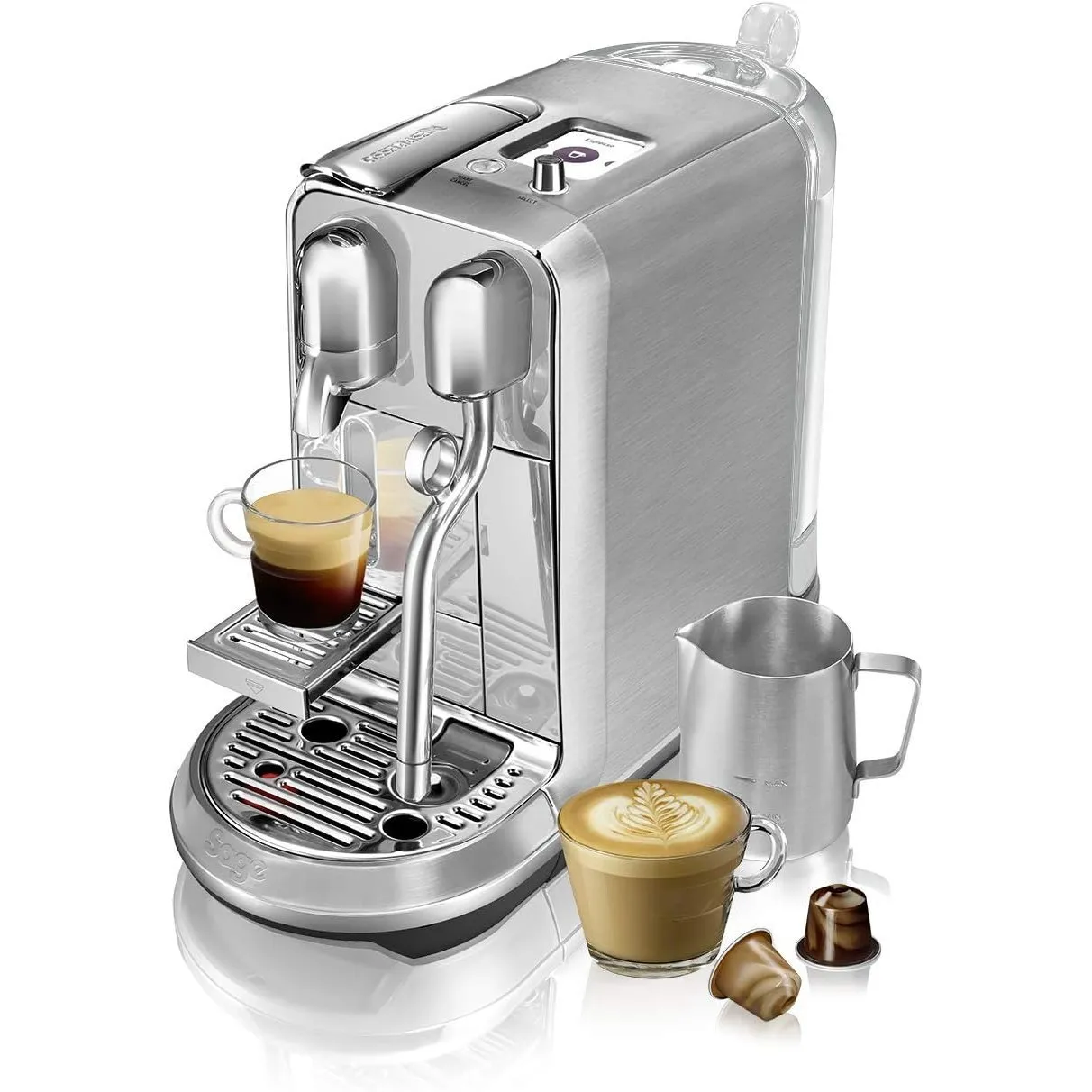Sage Nespresso SNE800BSS the Creatista Plus Kaffeekapselmaschine, Gebürstetes Edelstahl