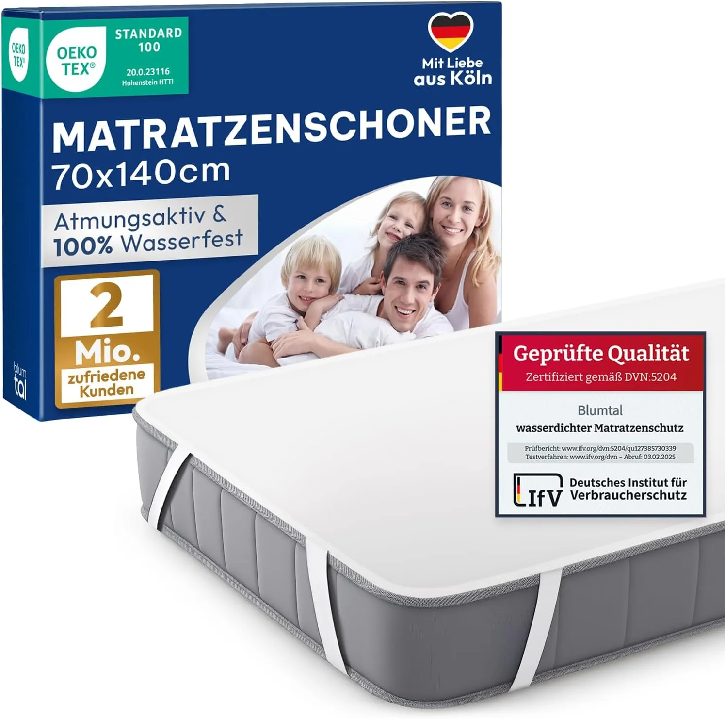 Blumtal Matratzenschoner 70x140cm - wasserdichte Matratzenauflage 70x140cm aus 80% Baumwolle - Oeko-TEX zert. Inkontine…