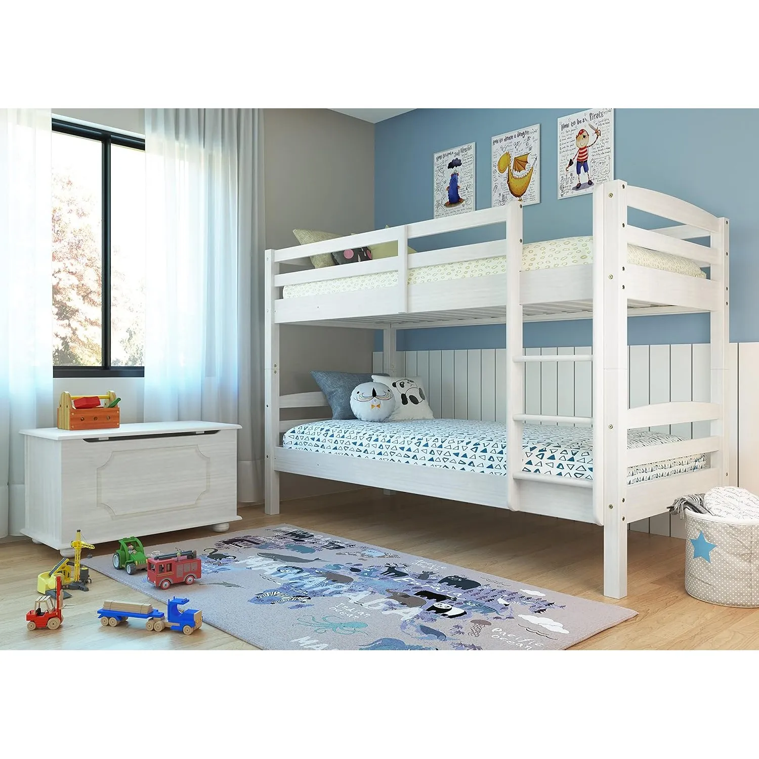 Inter Link – Etagenbett – Hochbett – Jugendbett - Rausfallschutz – Stockbett – Kinderbett – Mit 2 Lattenroste – Kiefer …