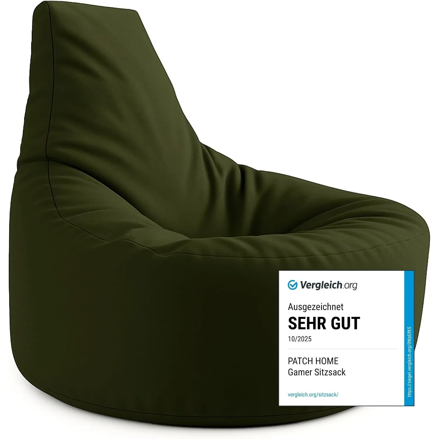 PATCH HOME Gamer Kissen & Lounge Sitzsack – befüllbar mit Reißverschluss, gefüllt mit Styropor, geeignet für In- & Outd…