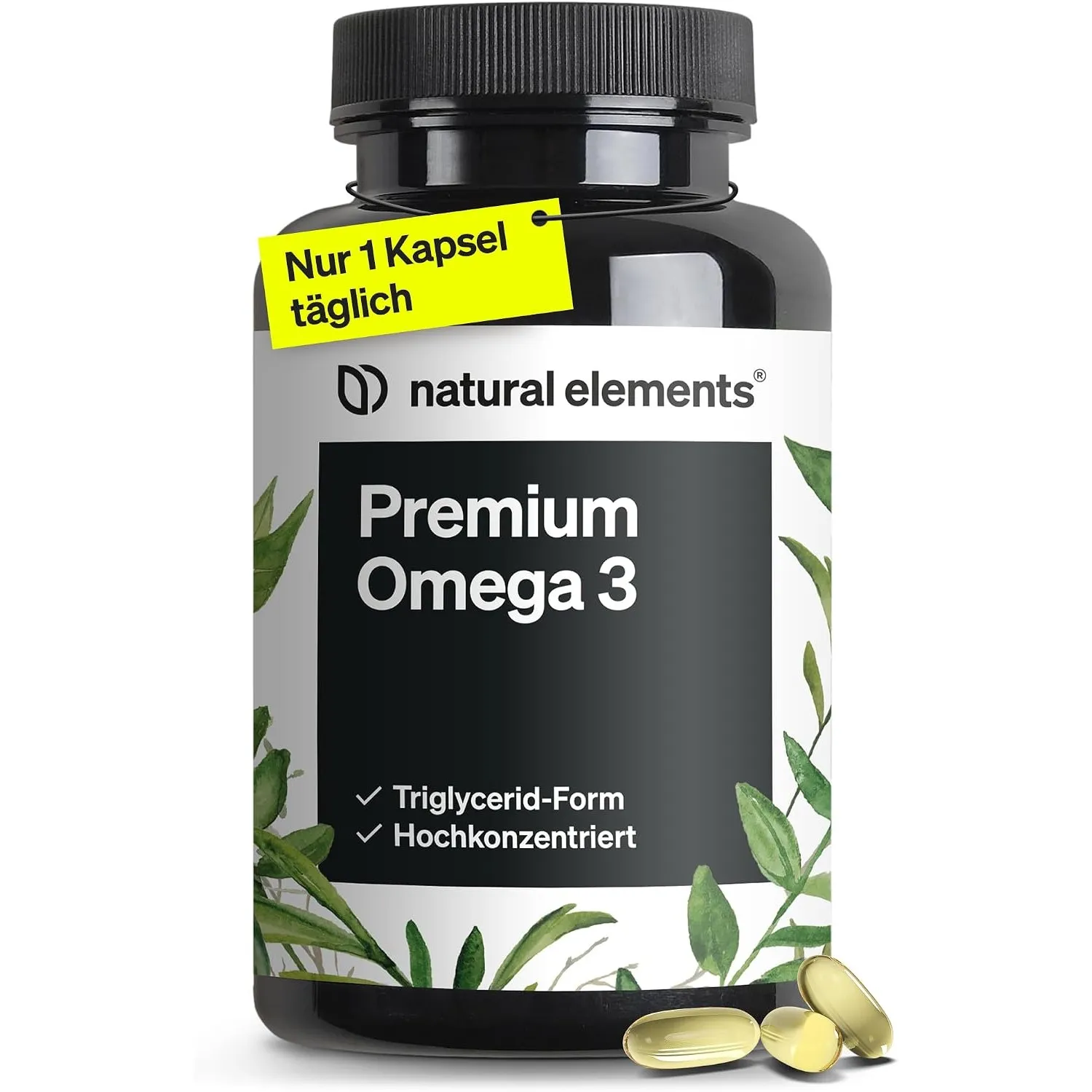 Premium Omega 3 – 120 Kapseln für 4 Monate – 1.000 mg Fischöl pro Kapsel – mit EPA & DHA – Markenrohstoff Golden Omega®…
