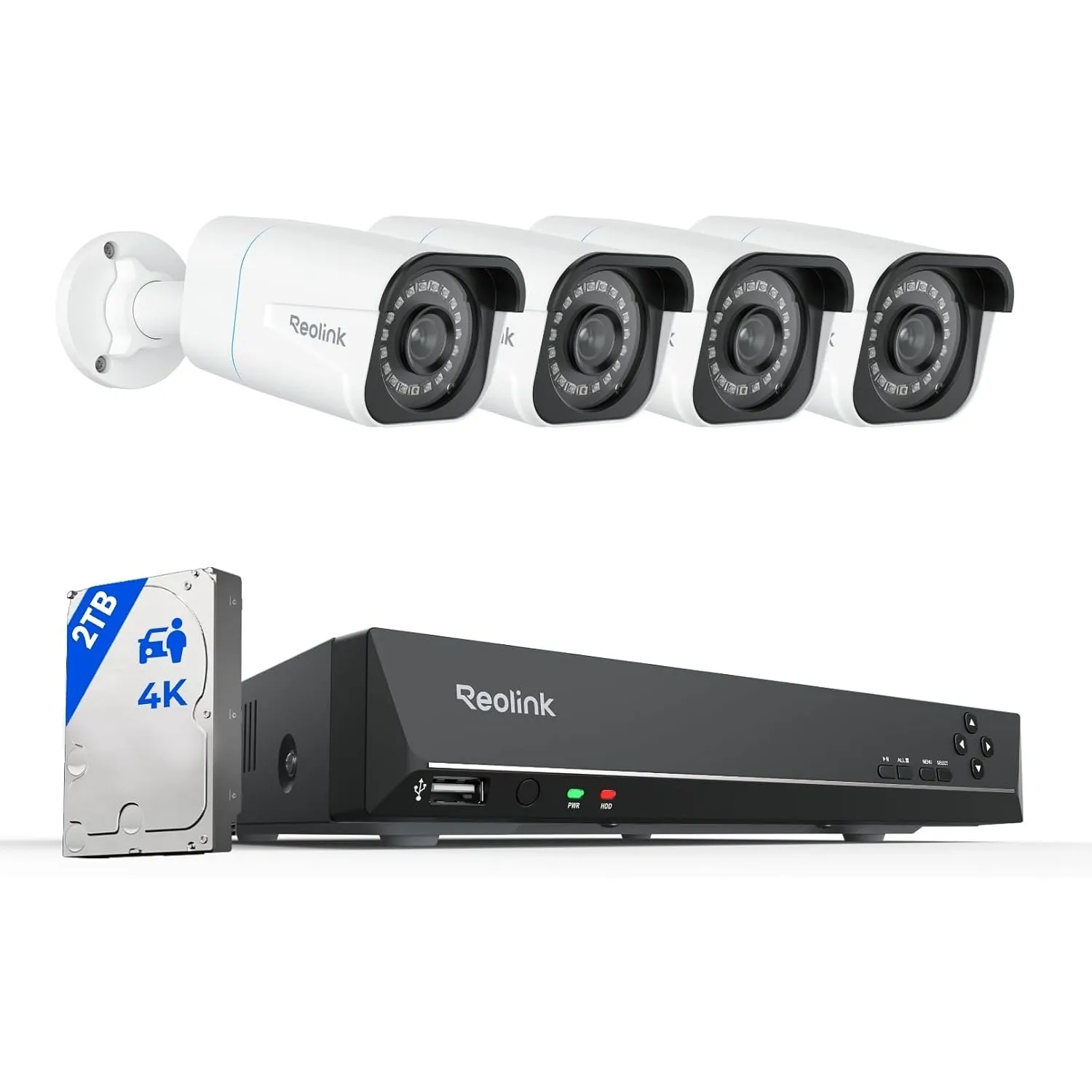 Reolink 4K PoE Überwachungskamera Aussen Set, 8CH 2TB NVR, kabelgebunden