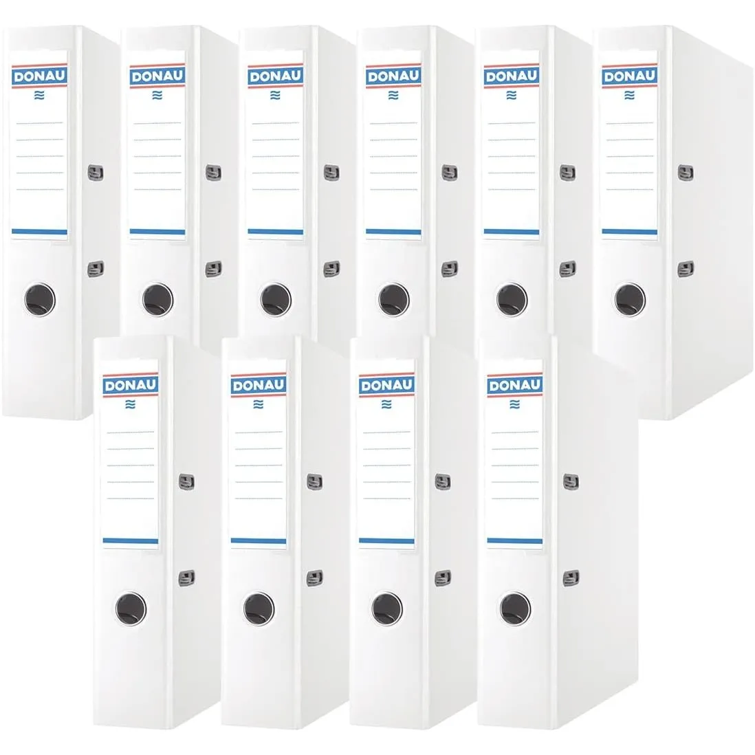 Donau Premium Ordner Breit 10er Pack/DIN A4 / 7,5 cm / 10 Stück/Weiße/Kunststoffbezug PP/Carton Papier Schlitzordner Bü…