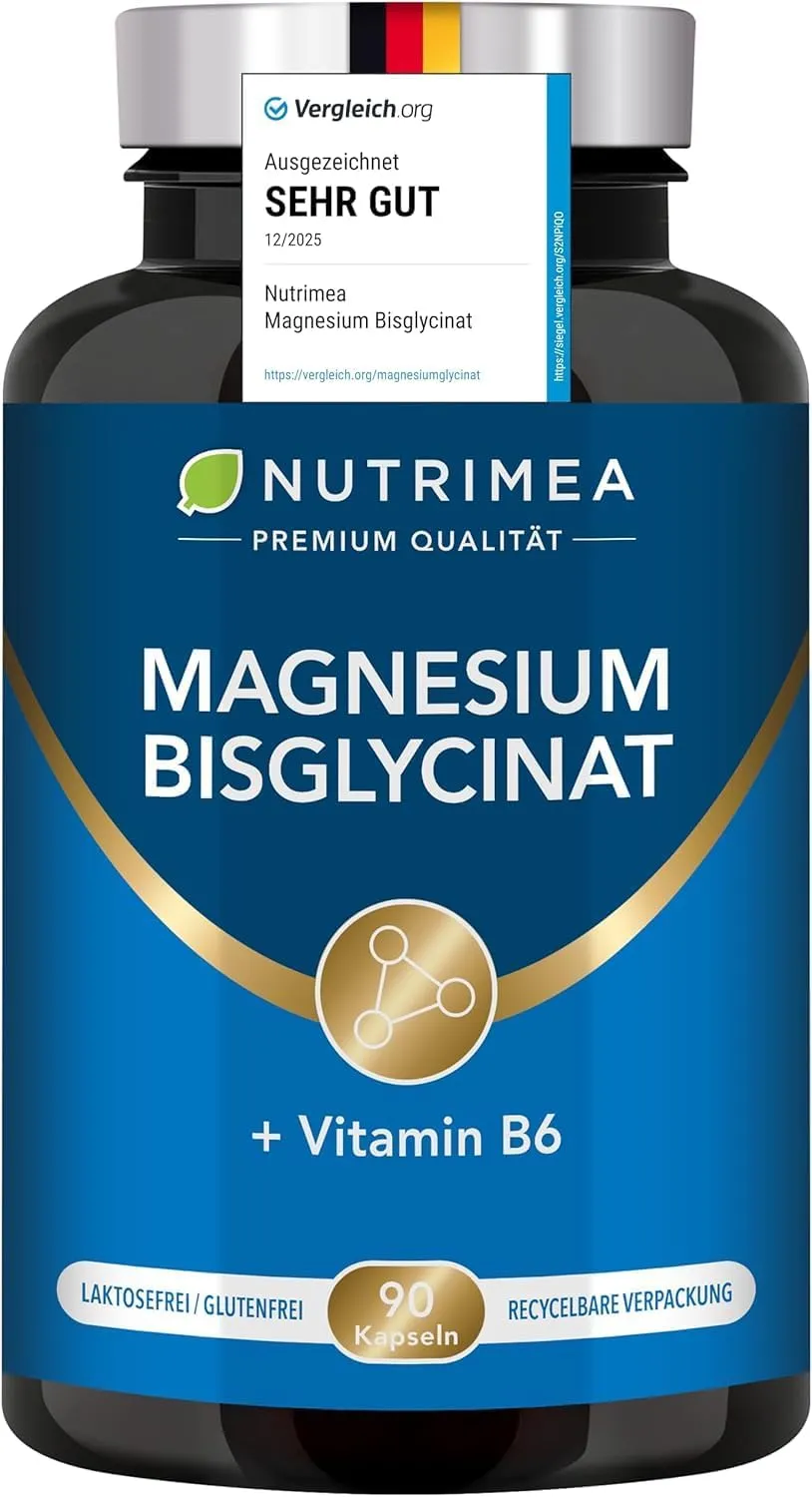 Magnesium Bisglycinat Premium + Vitamin B6 | 300mg Pro Tagesdosis - Maximale Aufnahme - Hochdosiert, Vegan, Ohne Zusätz…