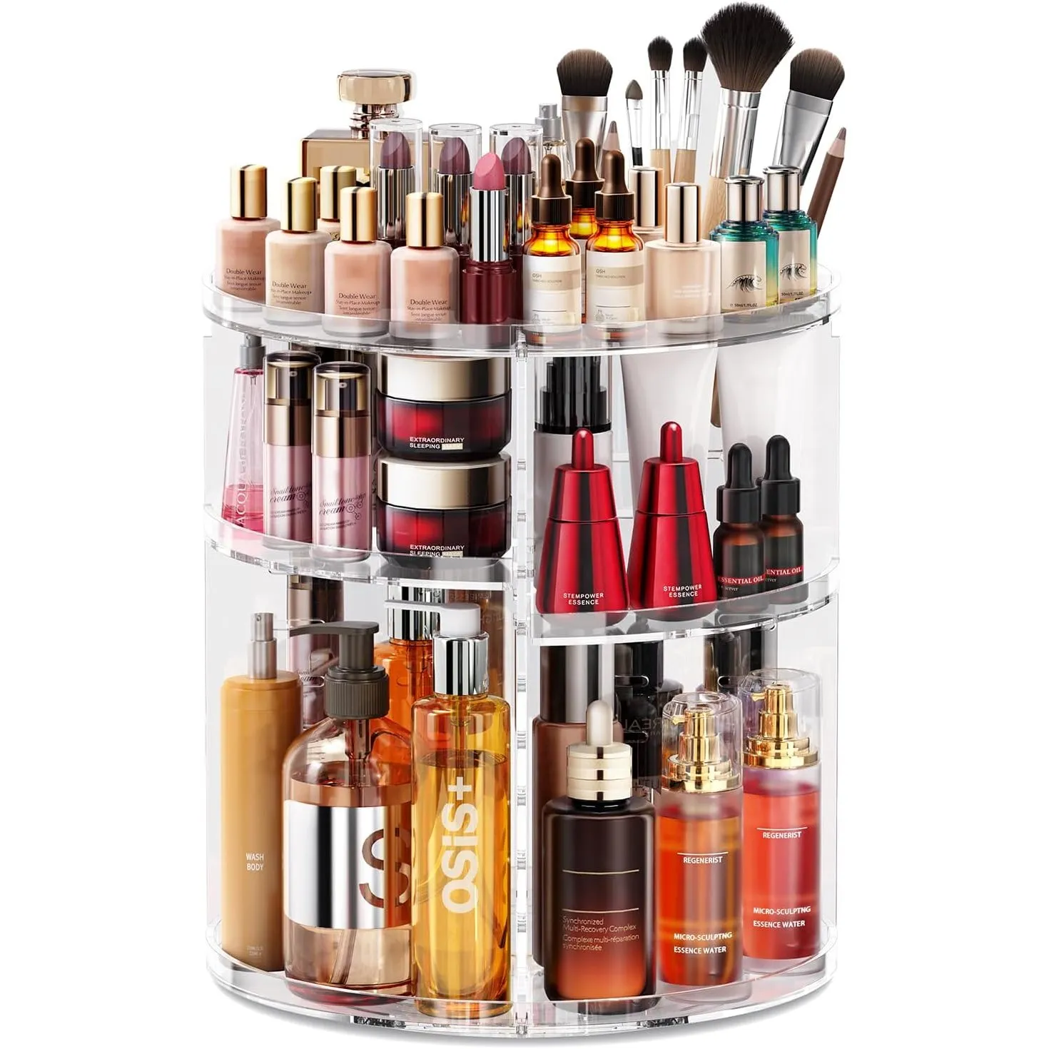 Auxmir Schminktisch Organizer mit 9 Einstellbaren Stufen, Make Up Organizer 360° Drehbar, Extra Größer Kosmetik Skincar…