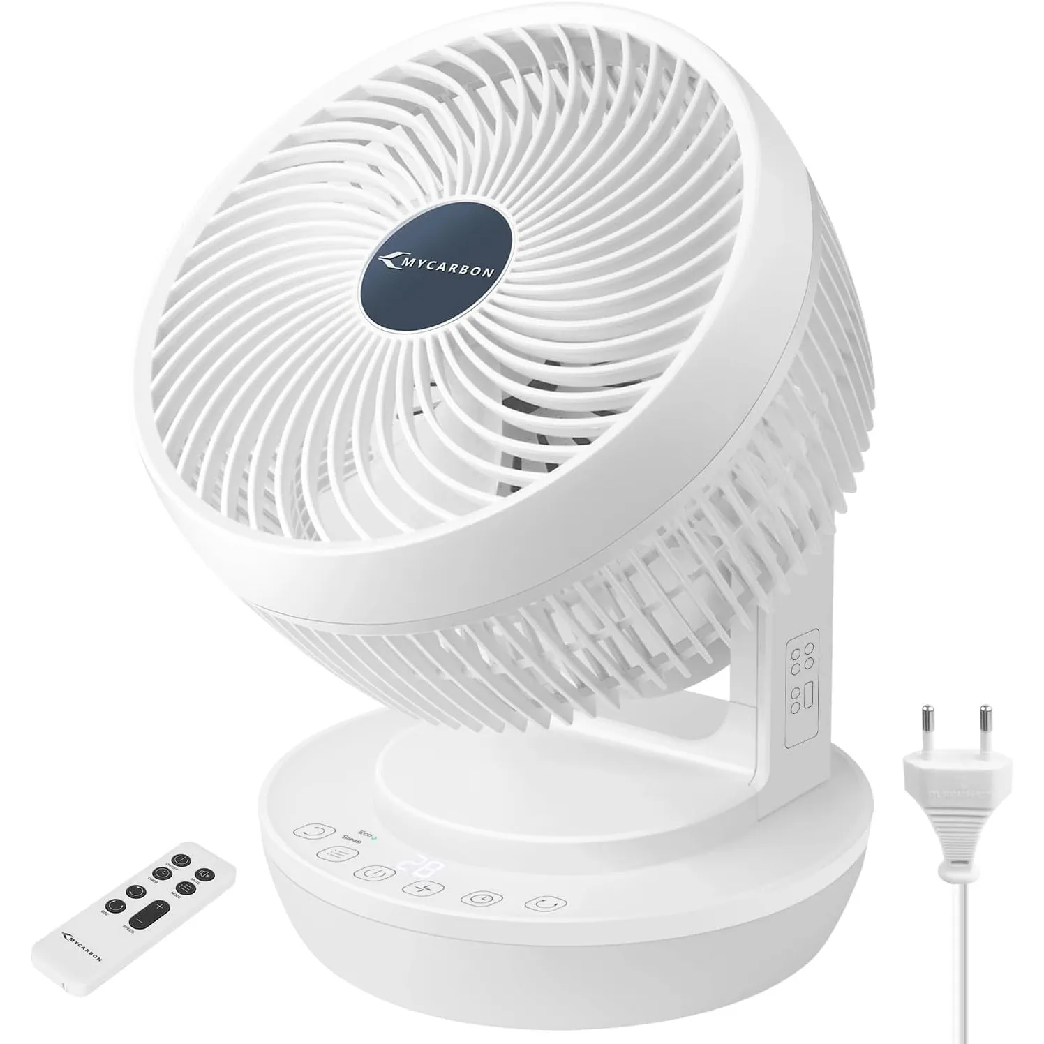 MYCARBON Leiser Ventilator mit Fernbedienung, 1800 m³/h ECO-Modus 3D Oszillation 4 Geschwindigkeiten 12 Stunden Timer, …