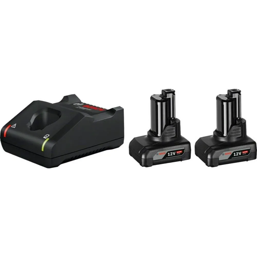 Bosch Professional 12V System Akku Starter-Set: 2x GBA 12V 6.0Ah Akku + Schnellladegerät GAL 12V-40