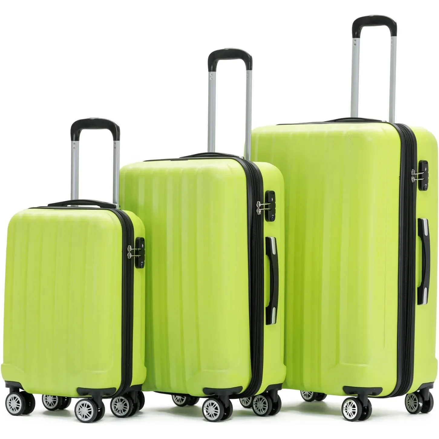 BEIBYE TSA-Schloß 2080 Zwillingsrollen neu Reisekoffer Koffer Trolley Hartschale Set (Green, Set)