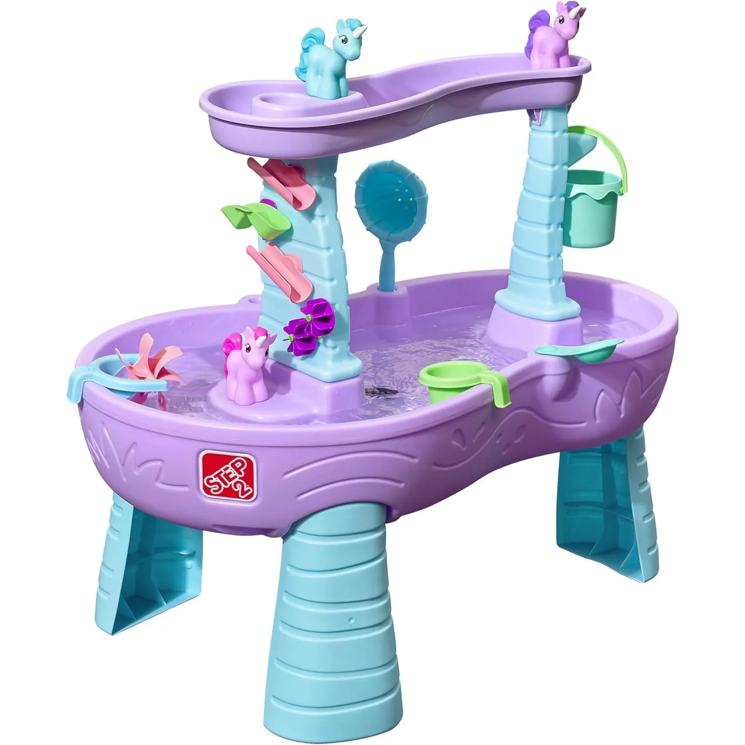 Step2 Rain Showers Wasserspieltisch Einhorn/Unicorn | Großer Wassertisch mit 13-teiligem Zubehörset | Garten Wasser Spi…