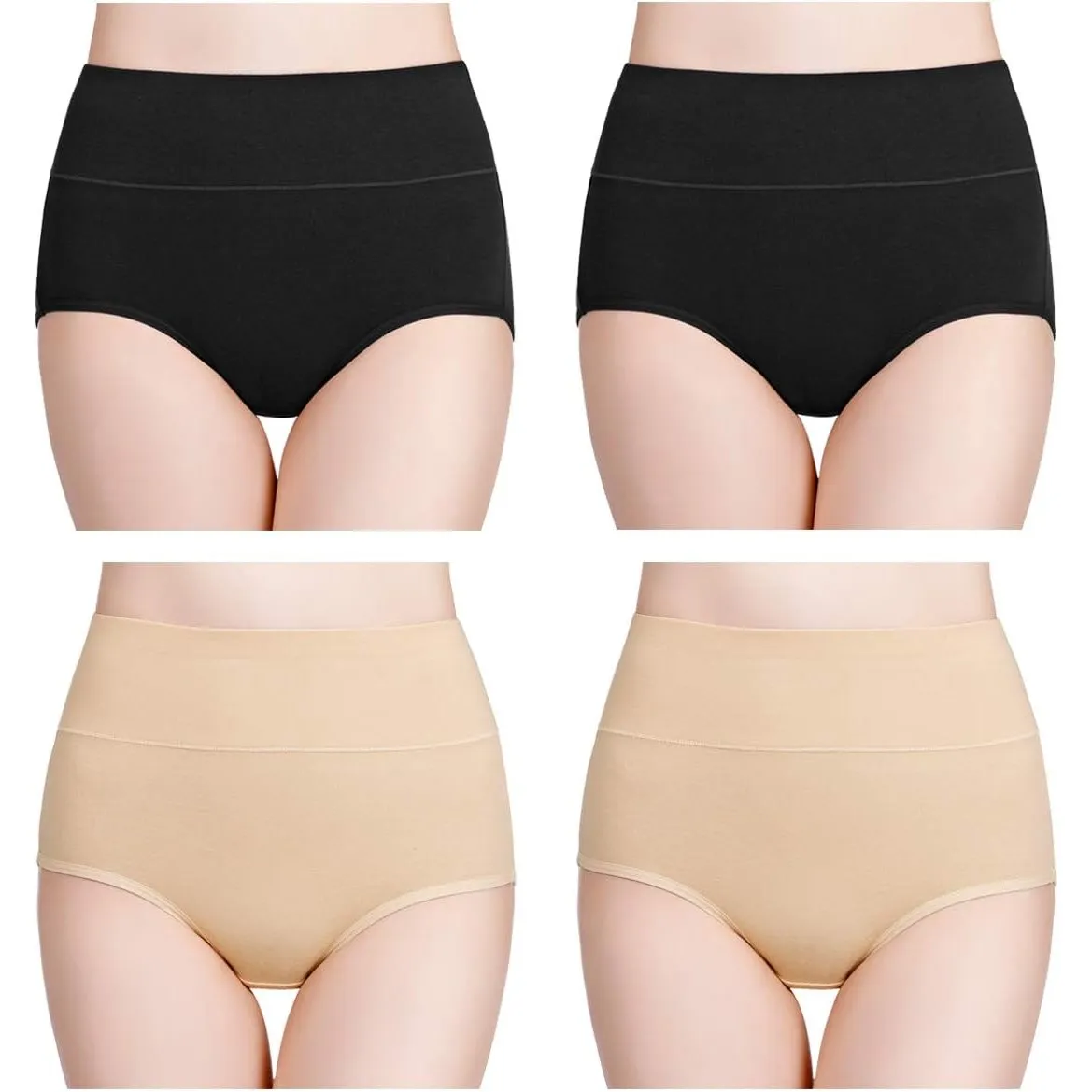 wirarpa Unterhosen Damen Baumwolle Frauen Unterwäsche Hohe Taille Slips Hoher Taillenslip 4er Pack