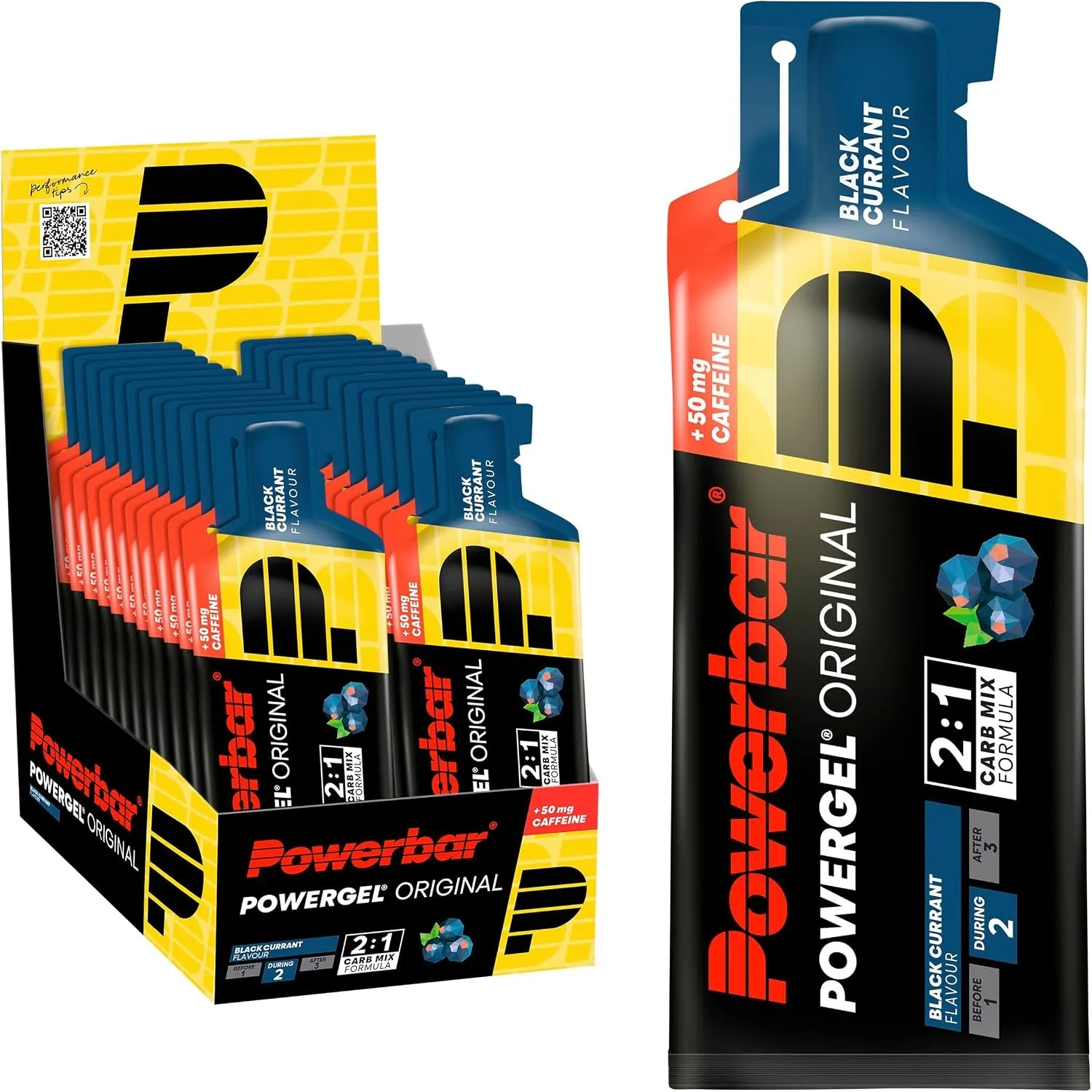 Powerbar PowerGel (24x41g) Black Currant (with caffeine) - Energie & Ausdauer - Energie-Gel