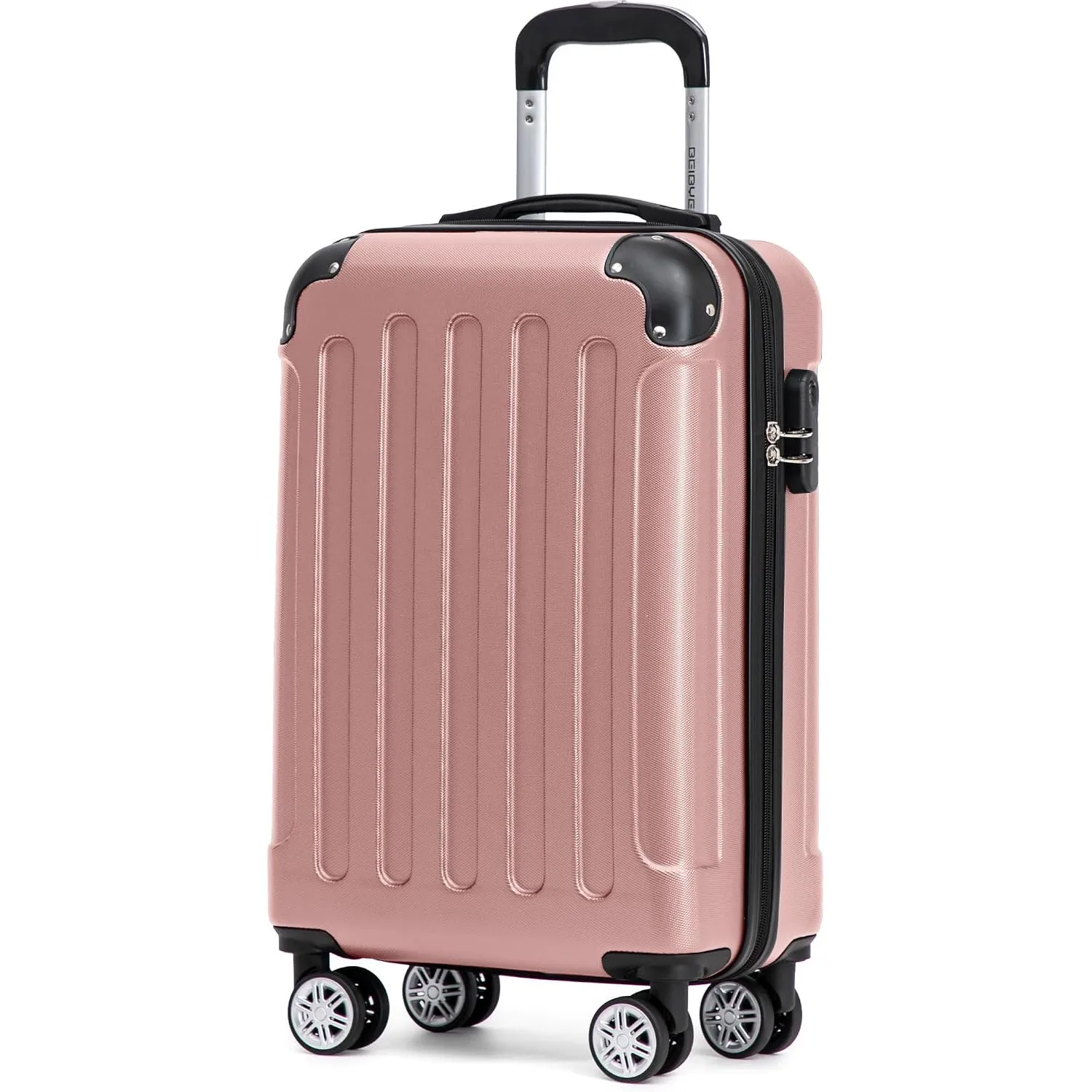 BEIBYE Handgepäck Koffer M 55 cm – Kabinenkoffer aus ABS, leicht, 360° Doppelrollen, Reisekoffer für Kurzreisen,Rosa Go…