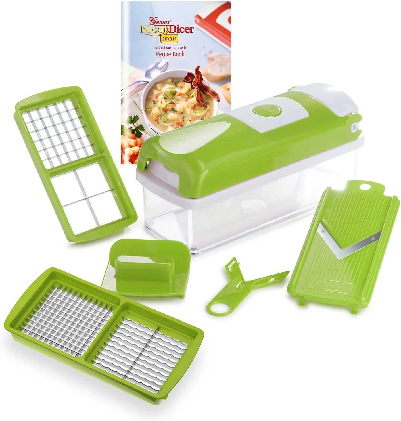 Genius Nicer Dicer Smart 6-teilig Set - Gemüseschneider für Würfel, Stifte, Scheiben, Streifen & Viertel - Zwiebelschneider Zerkleinerer aus der TV-Werbung