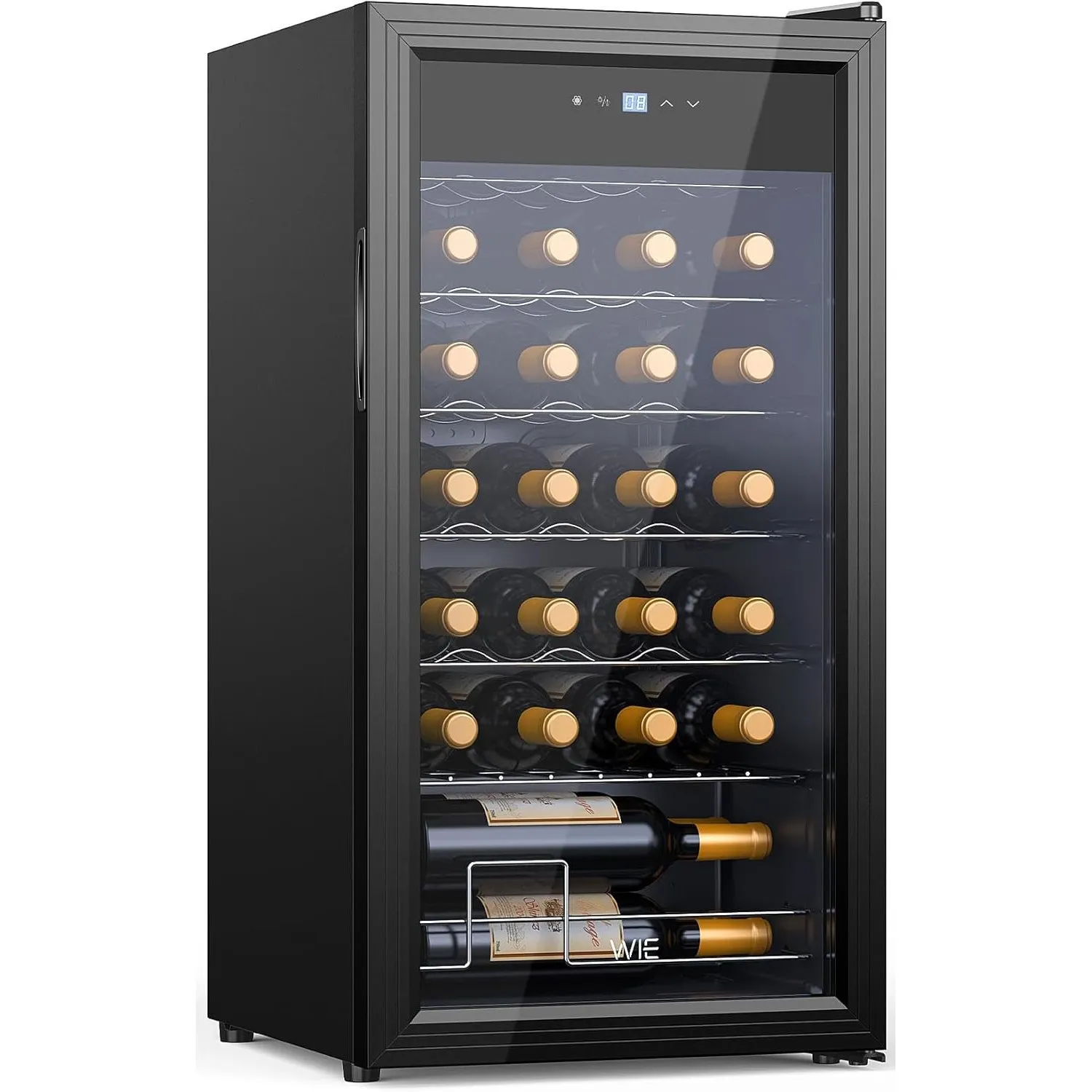 WIE Weinkühlschrank Compressor 82 Liter 28 Flaschen Getränkekühlschrank Kleiner Weinschrank Klein mit Glastür,Vollglas-…