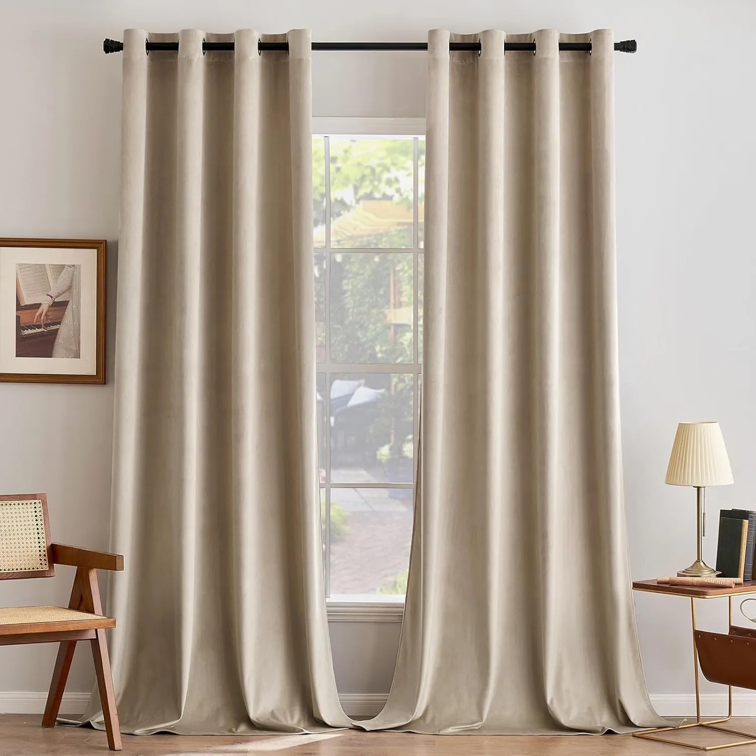 MIULEE Beige Samtvorhang Ösen 2er Set 140X245, Blickdichte Vorhänge Samt für Deko Schlafzimmer Wohnzimmer, Wunderschön …