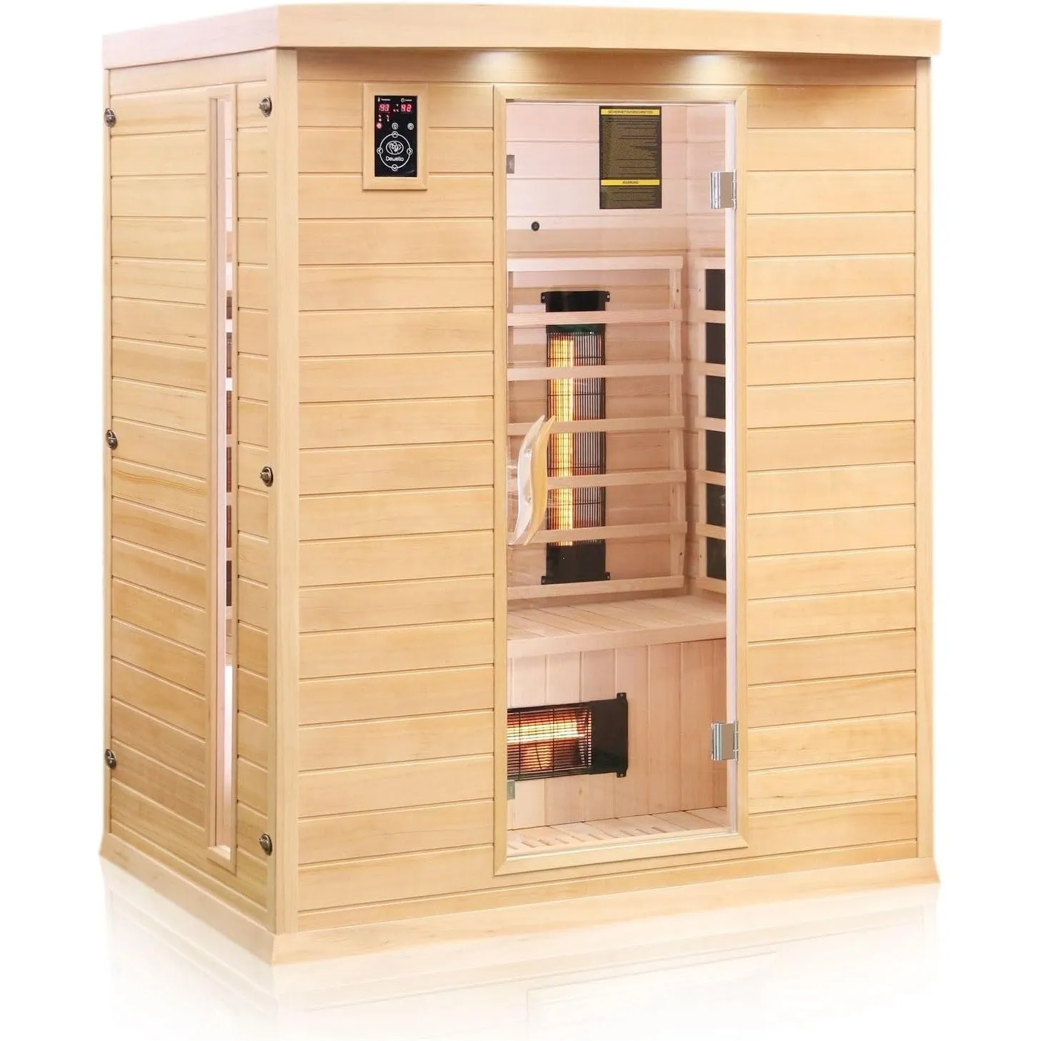 Dewello® Infrarotkabine Infrarotsauna Pierson 160x105 für 2-3 Personen aus Hemlock Holz mit Vollspektrumstrahler, Boden…