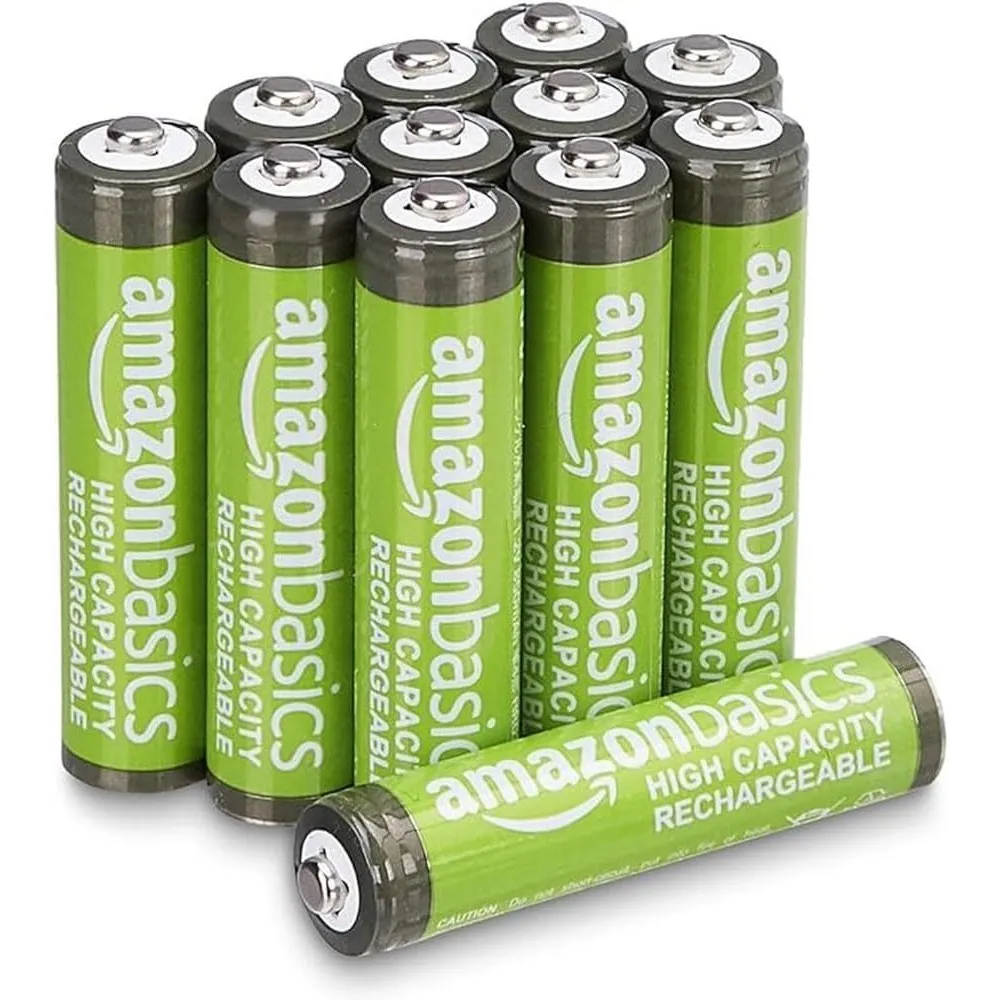 Amazon Basics 12er-Pack wiederaufladbare AAA-NiMH-Akkus mit hoher Kapazität, 850 mAh, 1,2 V, bis zu 500-mal aufladbar, …
