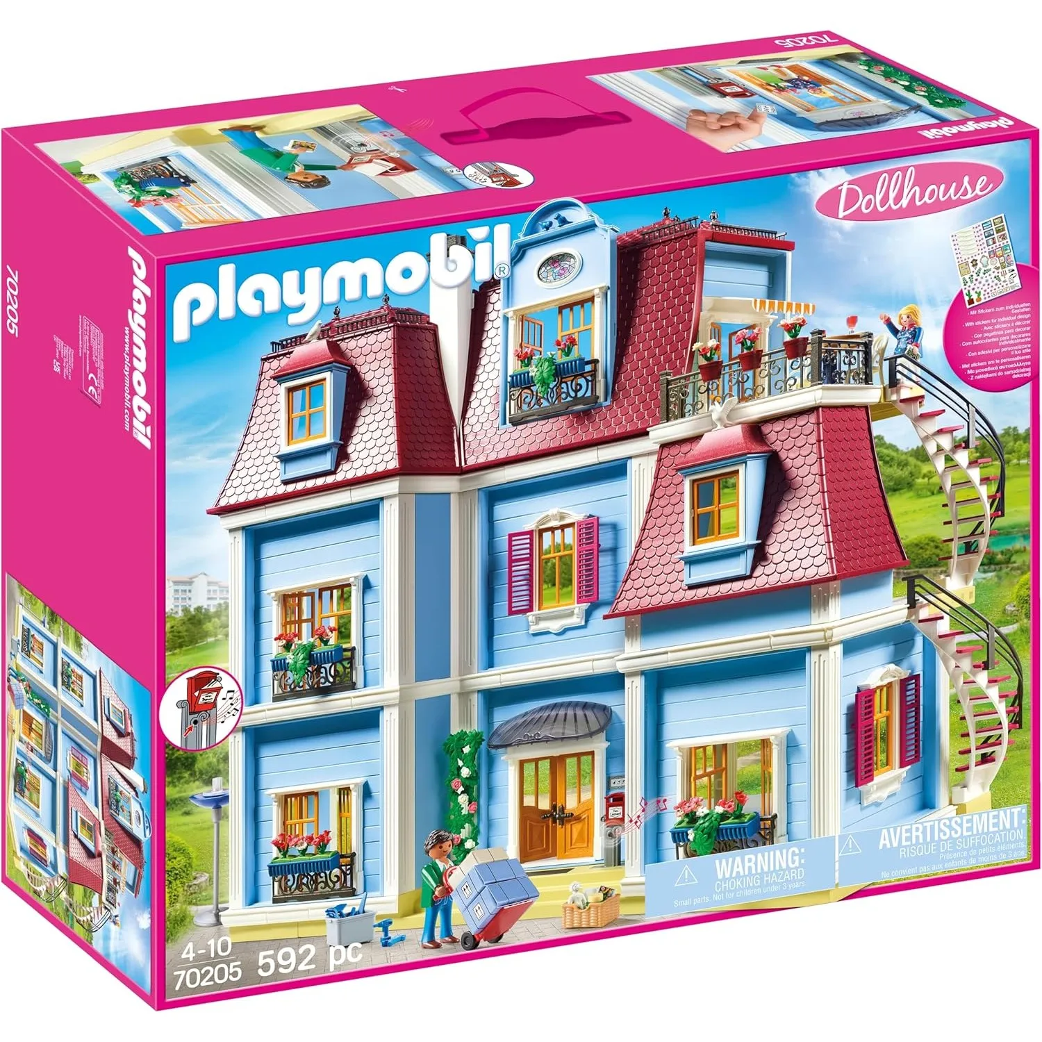PLAYMOBIL Dollhouse 70205 Mein Großes Puppenhaus, Mit funktionsfähiger Türklingel, Ab 4 Jahren