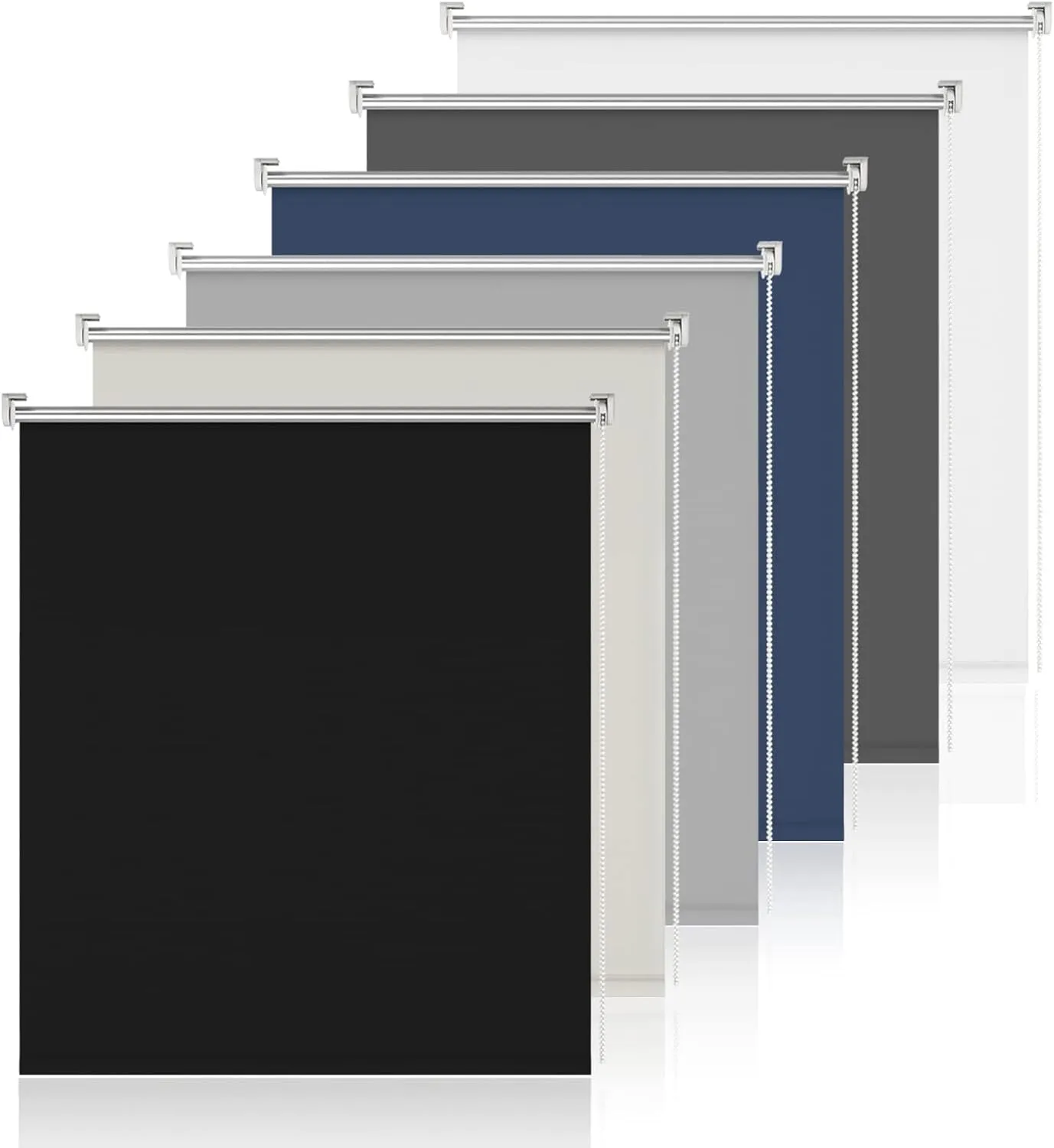Blackout Roller Blind, No Drilling, Clamp-On Roller Blinds for Windows, Black, 75 x 170 cm (W x H), Fabric Width 70 cm,…