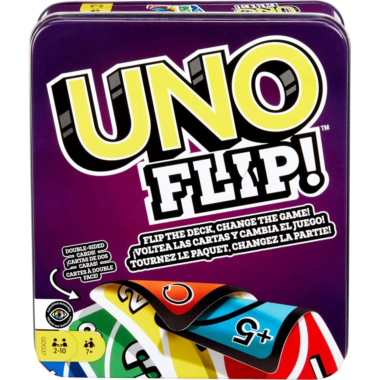 Mattel Games UNO Flip in robuster Metalldose - Das Klassische Kartenspiel mit neuem Twist, für die ganze Familie und Ki…