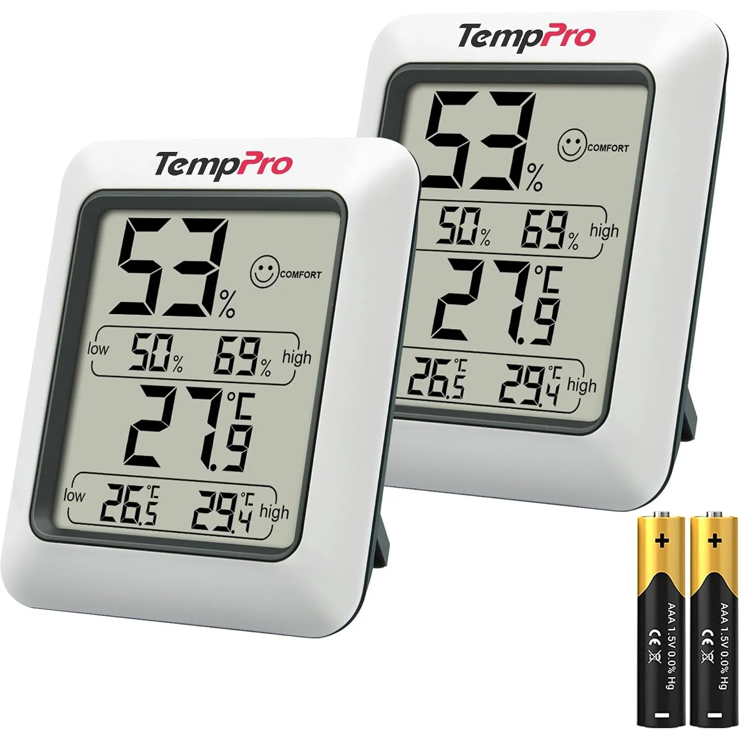 TempPro Thermo-Hygrometer Innen Innen Raumthermometer Hygrometer Digital | Luftfeuchtigkeitsmesser Innen mit Komfortanz…
