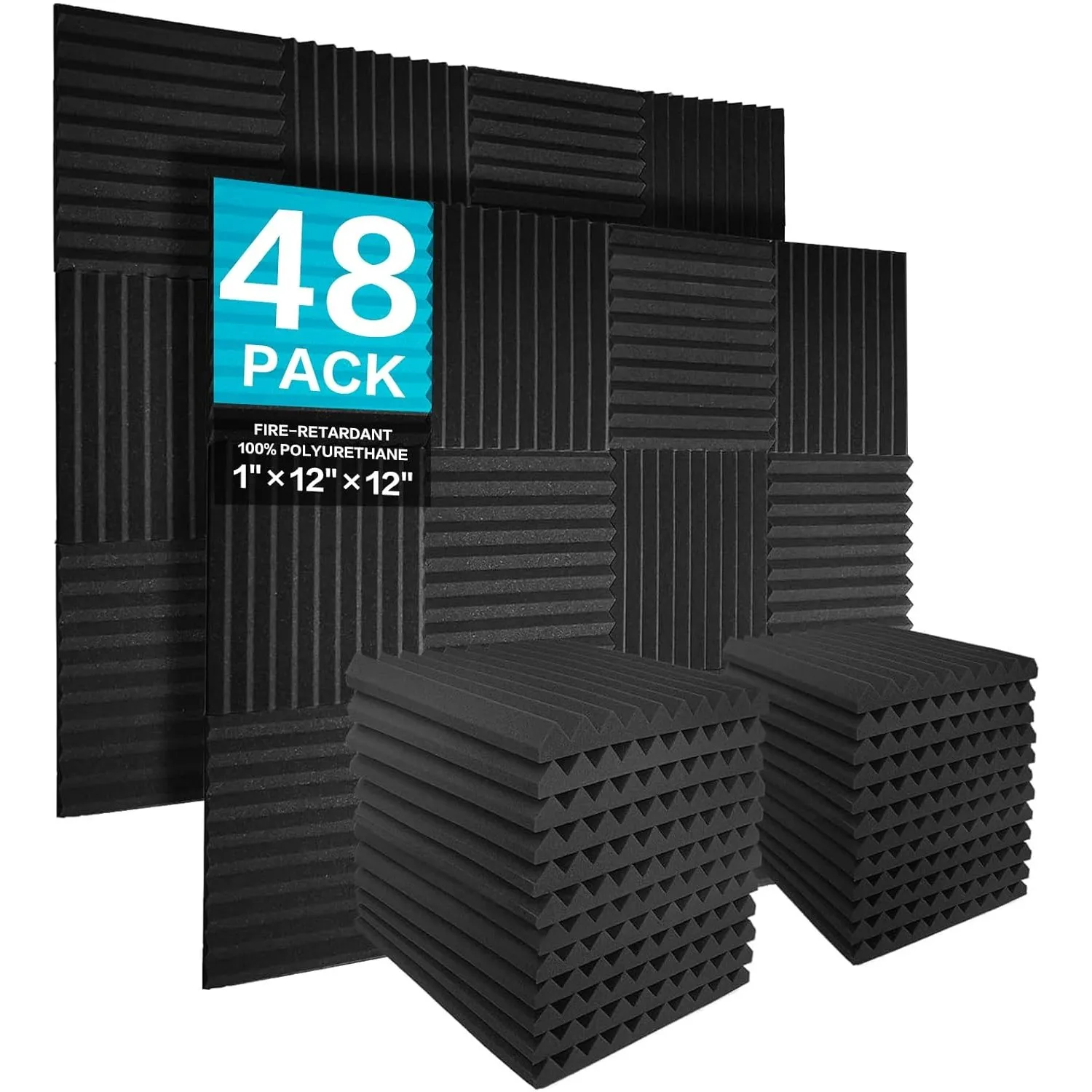 JBER 48 stück Akustikschaumstoff Akustikschaumplatten, 2,5 x 30,5 x 30,5 cm Schallabsorber Akkustikschaumstoff Schallsc…