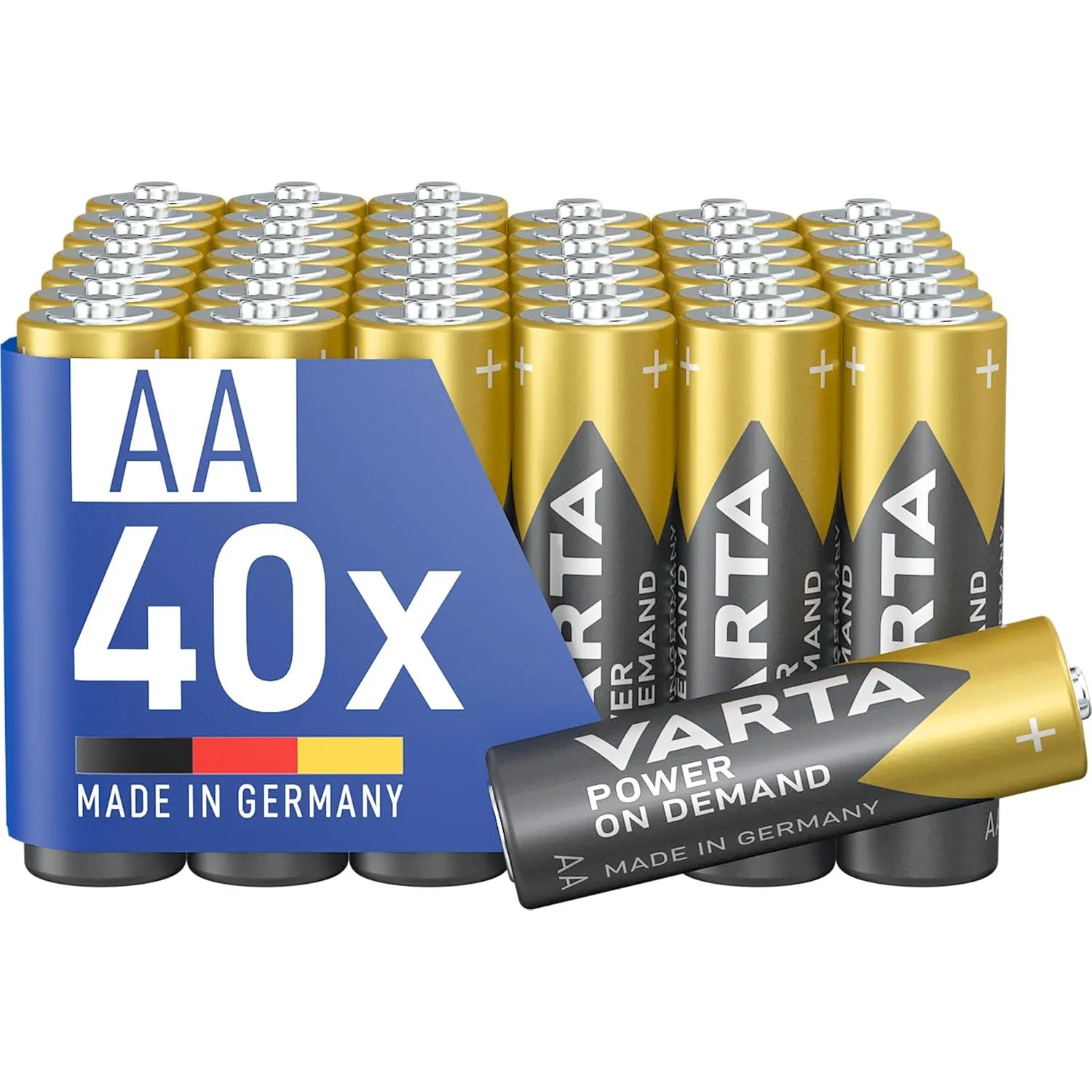 VARTA Batterien AA, 40 Stück, Power on Demand, Alkaline, 1,5V, Vorratspack in umweltschonender Verpackung, ideal für Co…