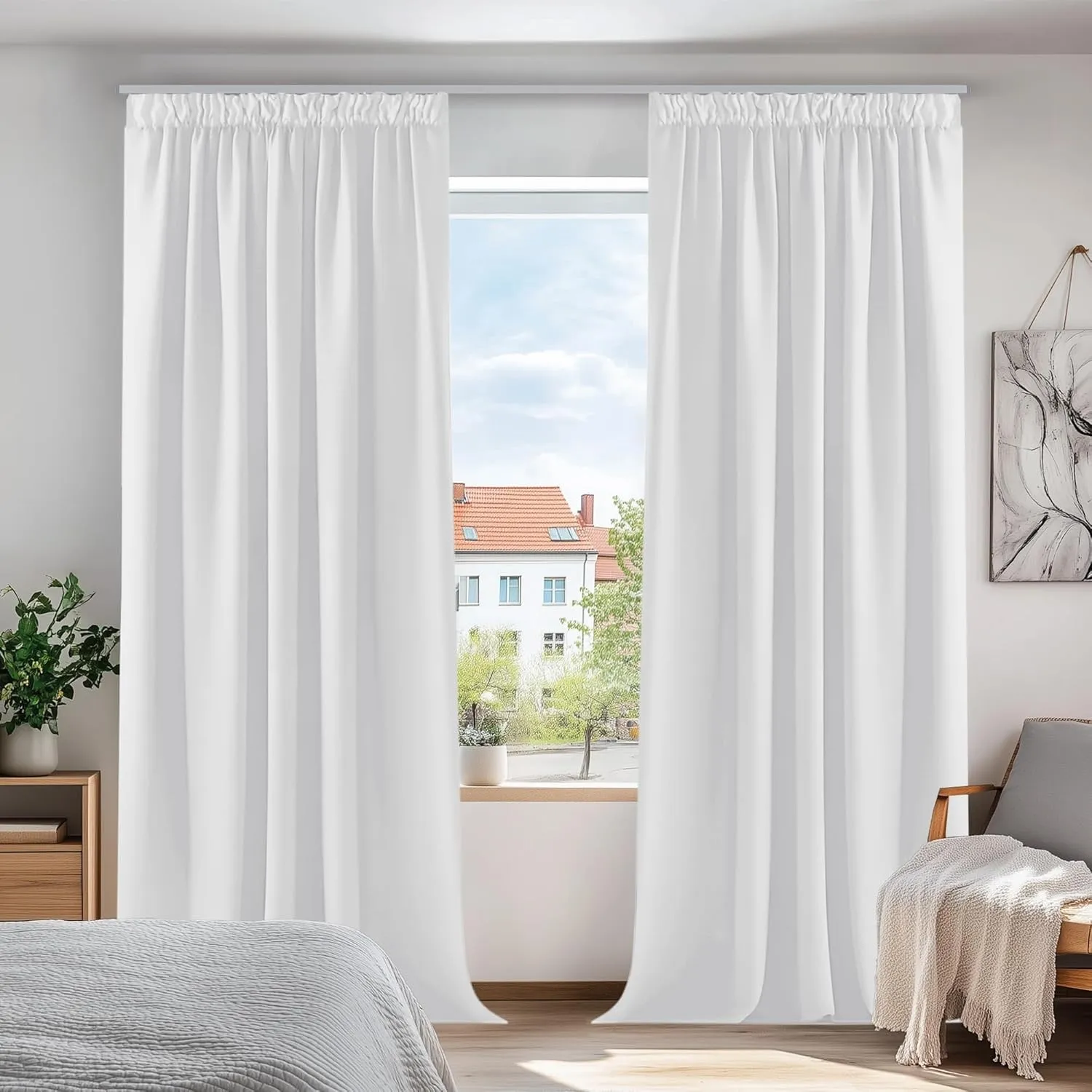 Deconovo Blickdicht Gardinen mit Kräuselband Vorhang Wohnzimmer Vorhang Fenstervorhang, 260x140 cm(HöhexBreite), Silber…