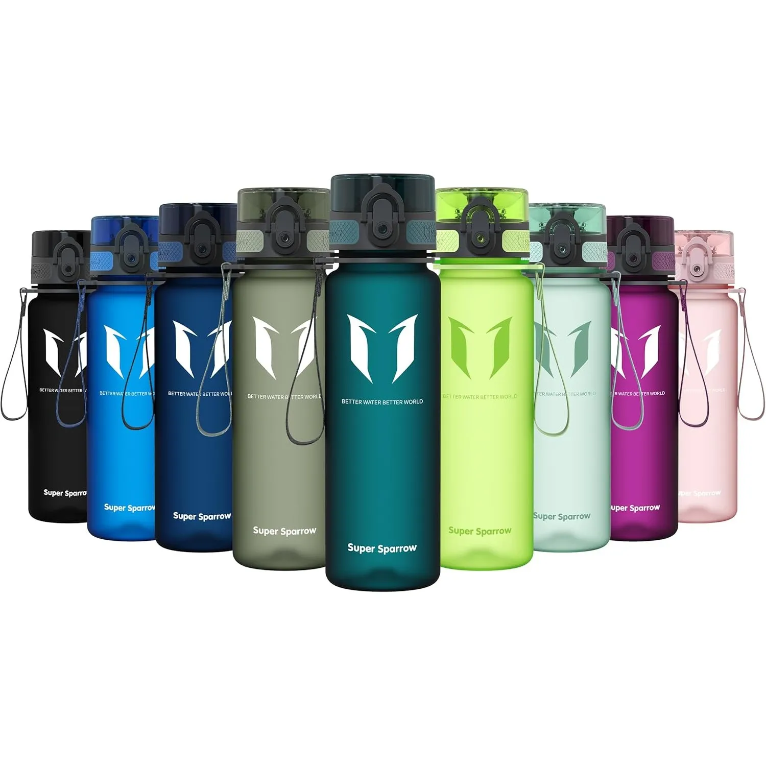 Sparrow Trinkflasche 500ml/750ml/1L - BPA-frei Tritan Wasserflasche 1-Klick | Sportflasche, Auslaufsicher, Leicht, Spül…