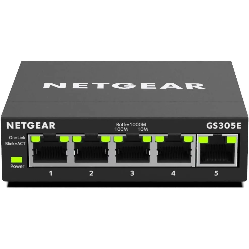 NETGEAR GS305E Managed Switch 5 Port Gigabit Ethernet LAN Switch Plus (Plug-and-Play, Netzwerk Switch Managed, IGMP Sno…