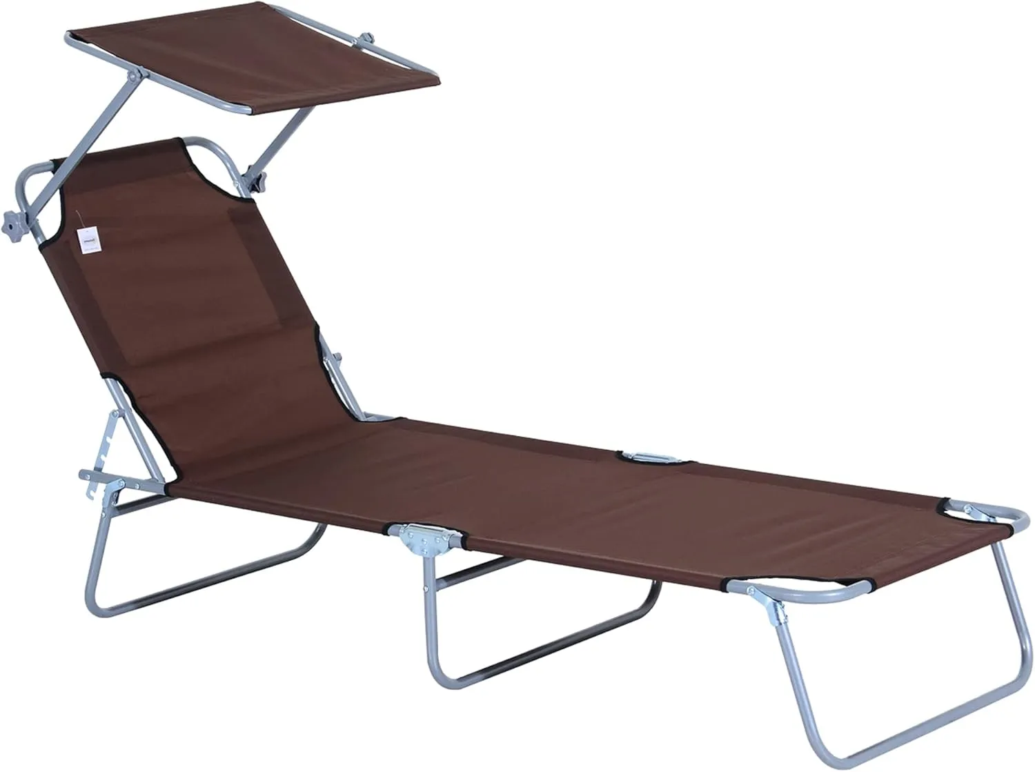 Outsunny Folding Sun Lounger, Garden Lounger, Wellness Lounger, Beach Lounger with Sun Protection, Brown