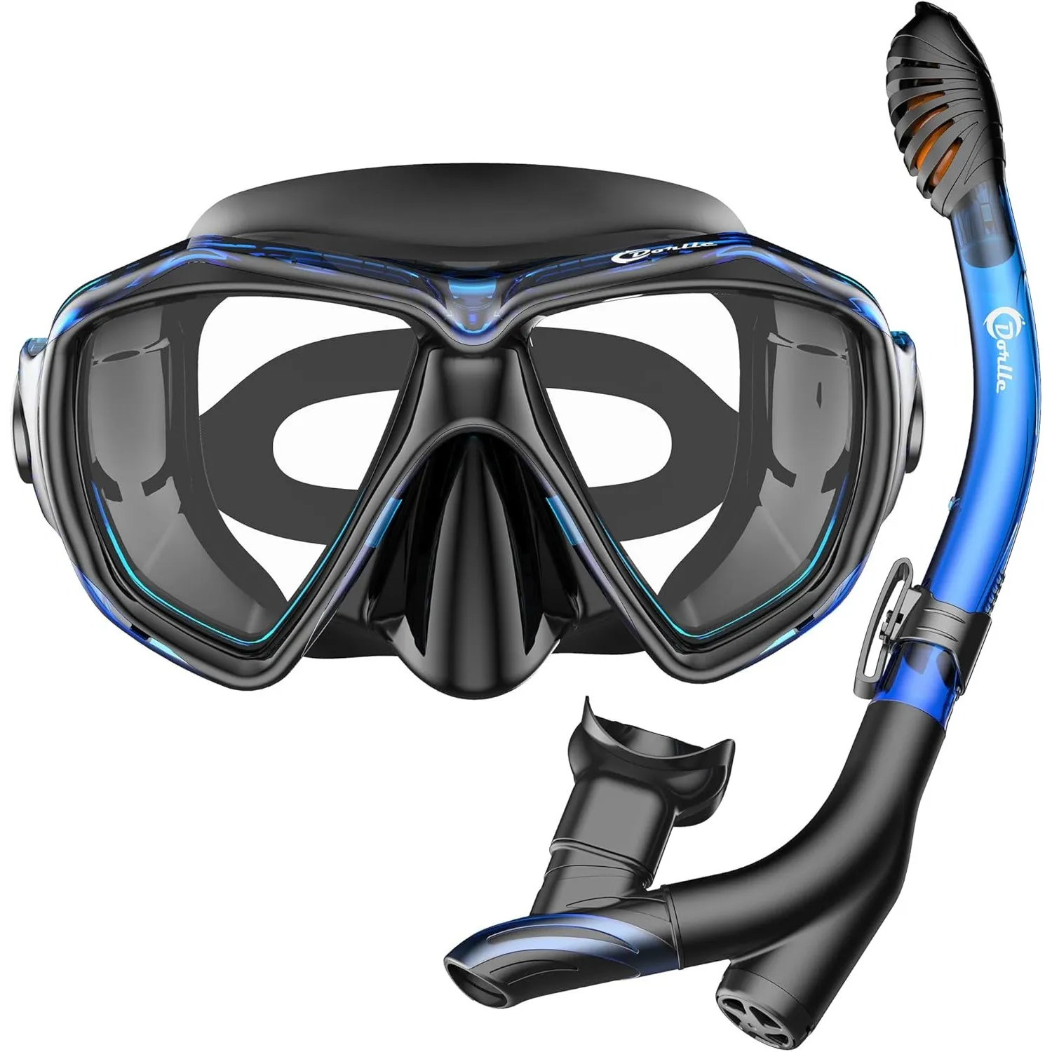 Dorlle Schnorchelset Schnorcheln Set mit Schnorchel und Taucherbrille，wasserdichte Tauchmaske Anti-Fog Anti-Leck aus Ge…