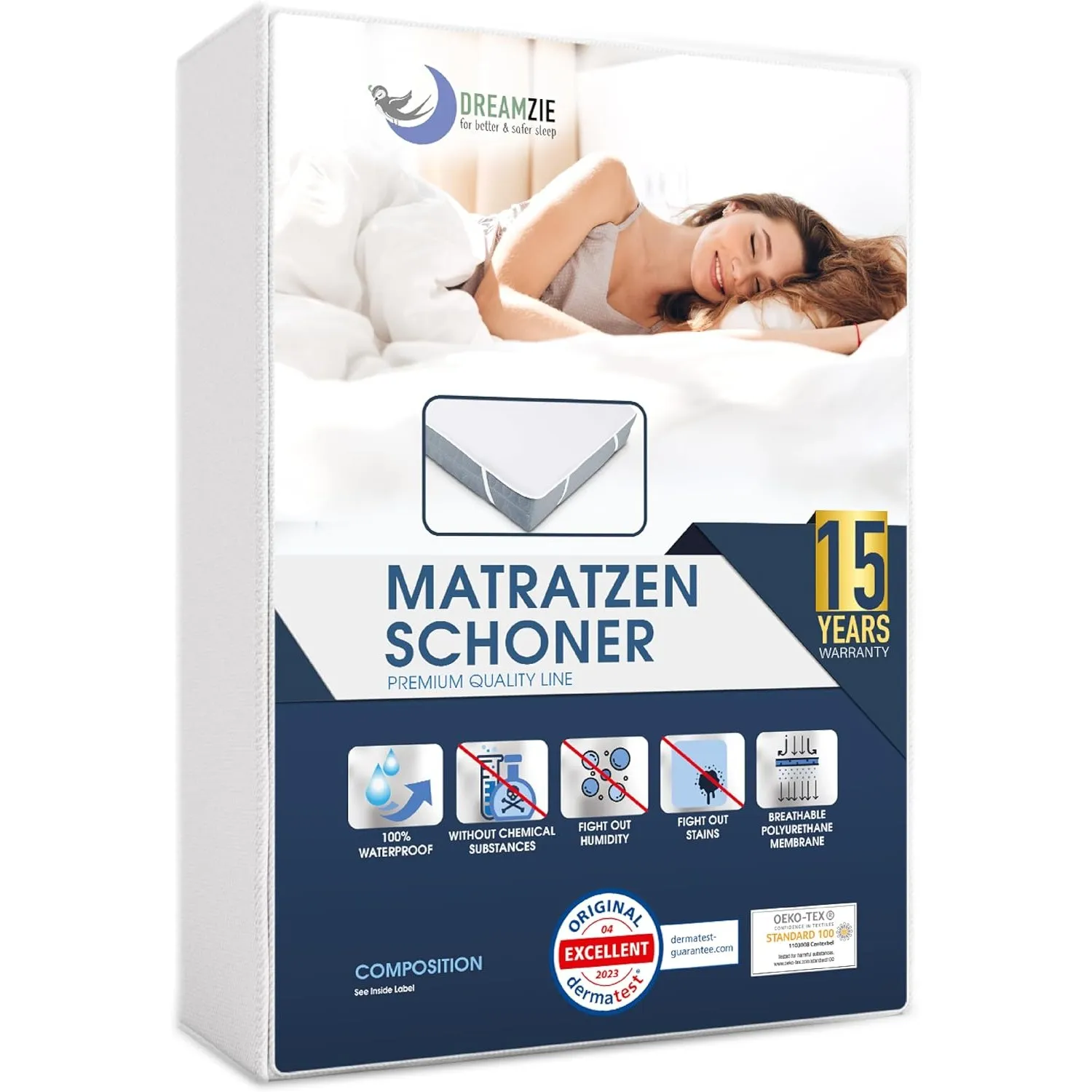 Dreamzie - Matratzenschoner 150x190 - Wasserdicht - Baumwolle