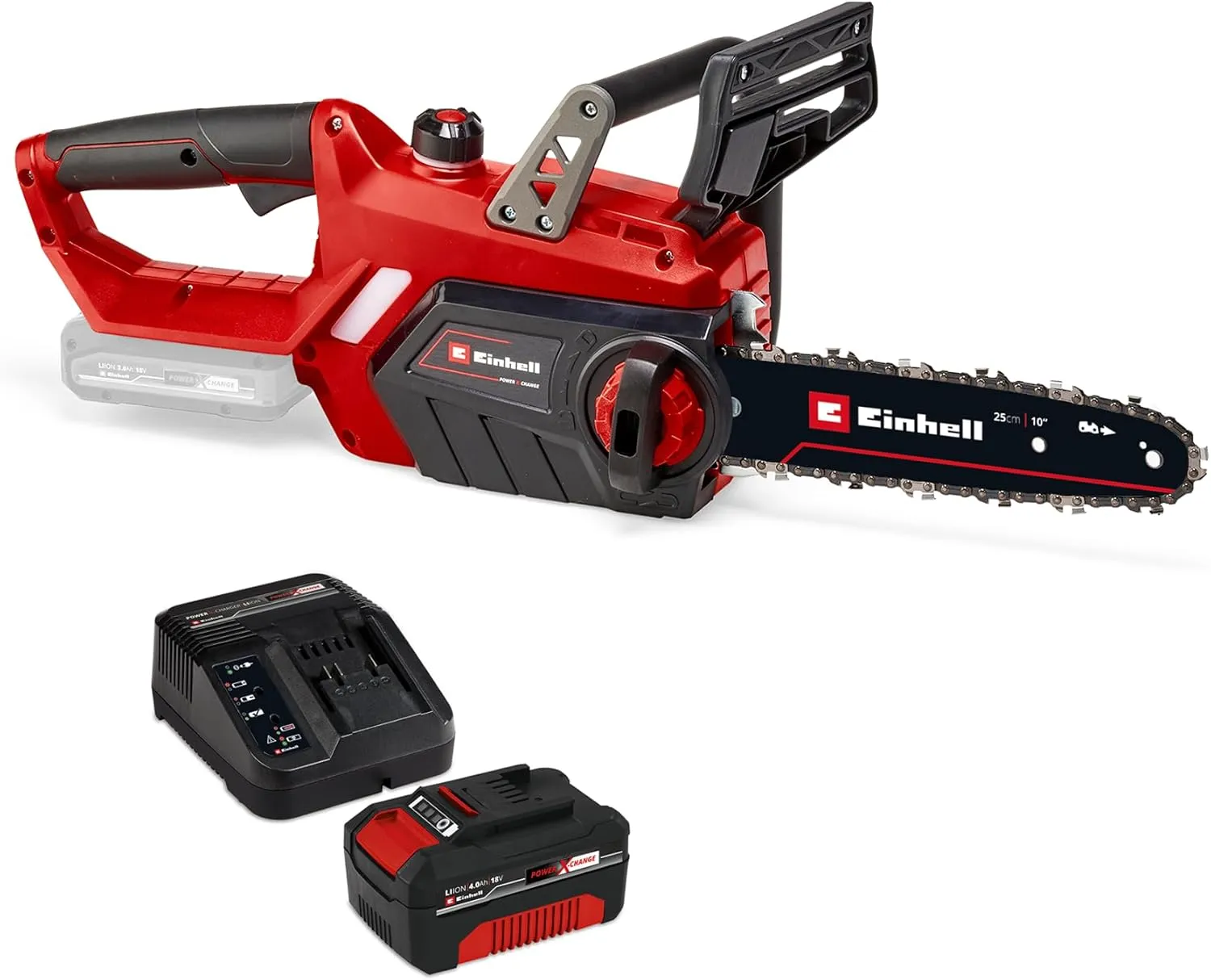 Einhell Akku-Kettensäge GE-LC 18 Li-Solo Power X-Change (Li-Ion, 18V, 25 cm Schwertlänge, Rückschlagschutz, Kettenfangb…