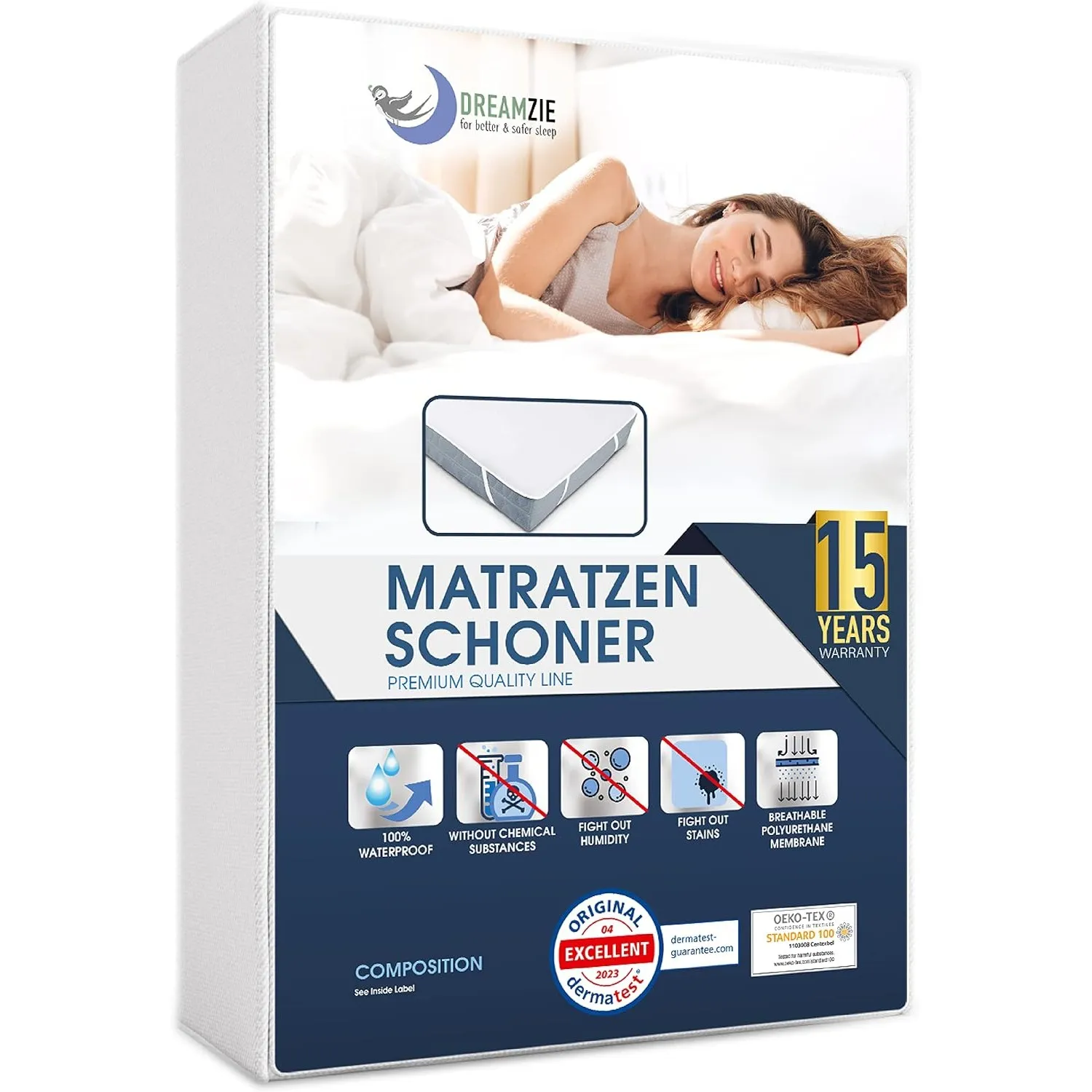 Dreamzie - Matratzenschoner 180x200 - Wasserdicht - Baumwolle