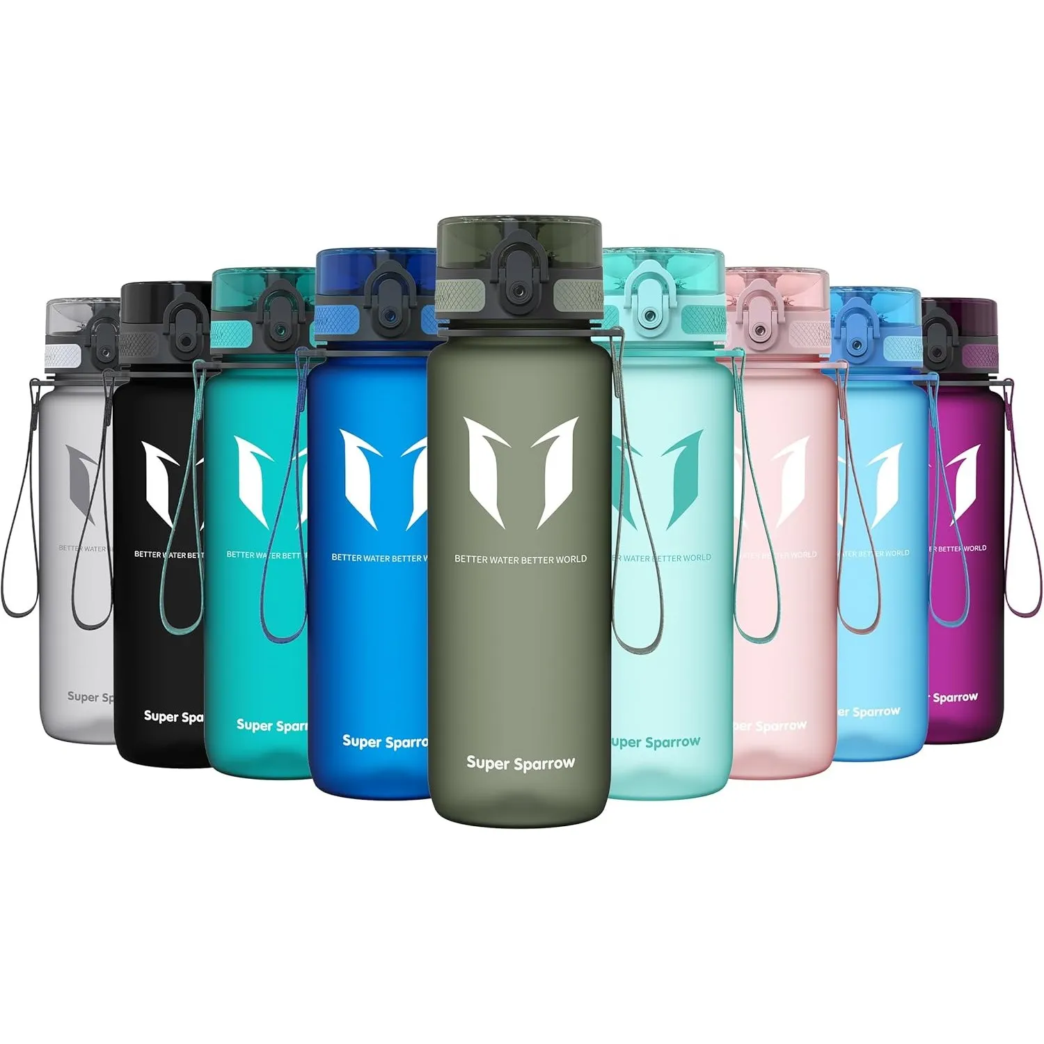Sparrow Trinkflasche 500ml/750ml/1L - BPA-frei Tritan Wasserflasche 1-Klick | Sportflasche, Auslaufsicher, Leicht, Spül…
