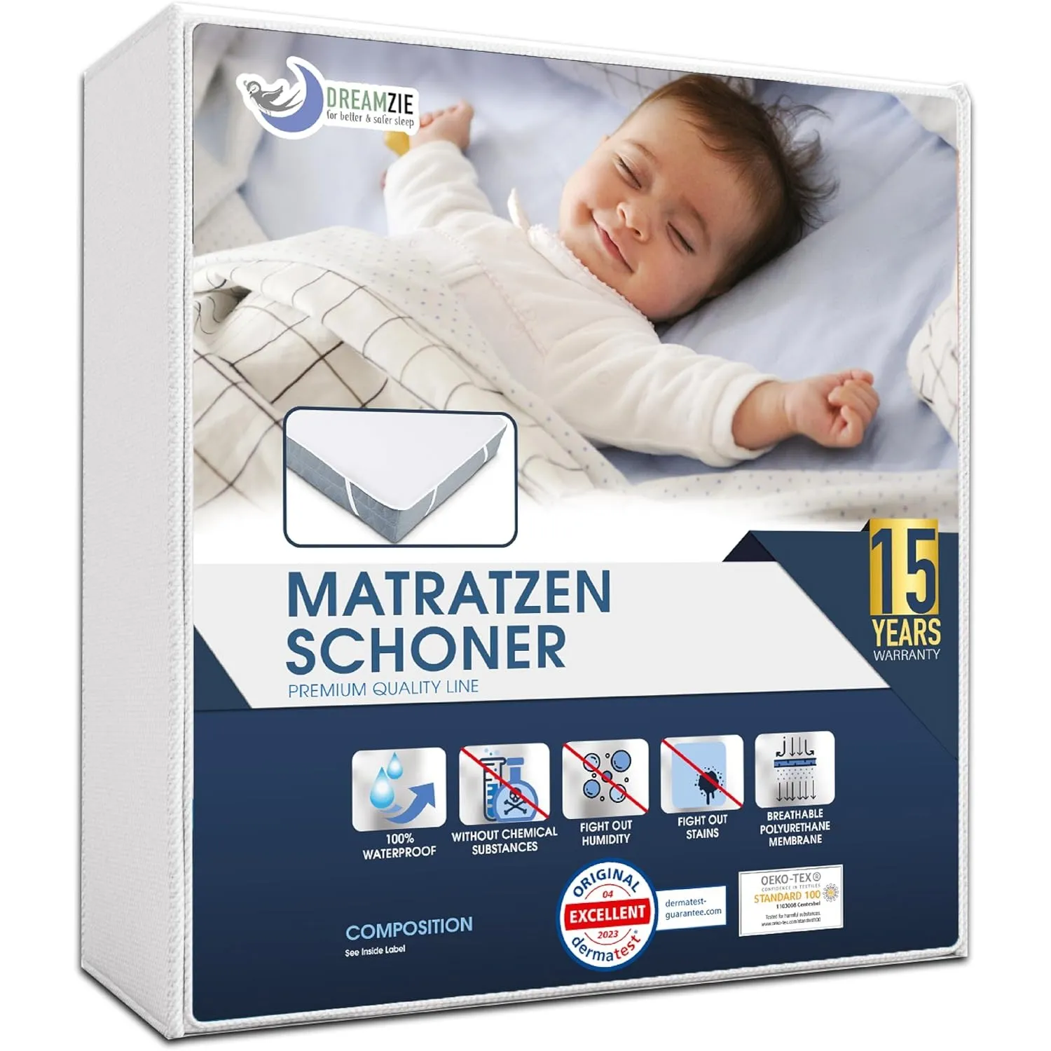 Dreamzie - Matratzenschoner 80x160 - Wasserdicht - Baumwolle