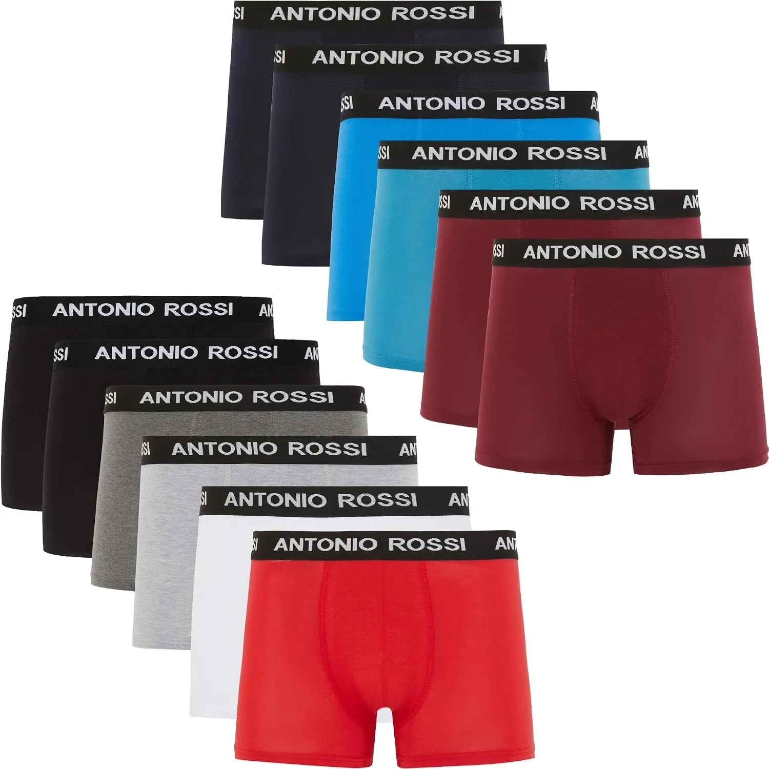 Antonio Rossi 12er-Pack Boxershorts Herren Baumwolle, Stretch-Bund