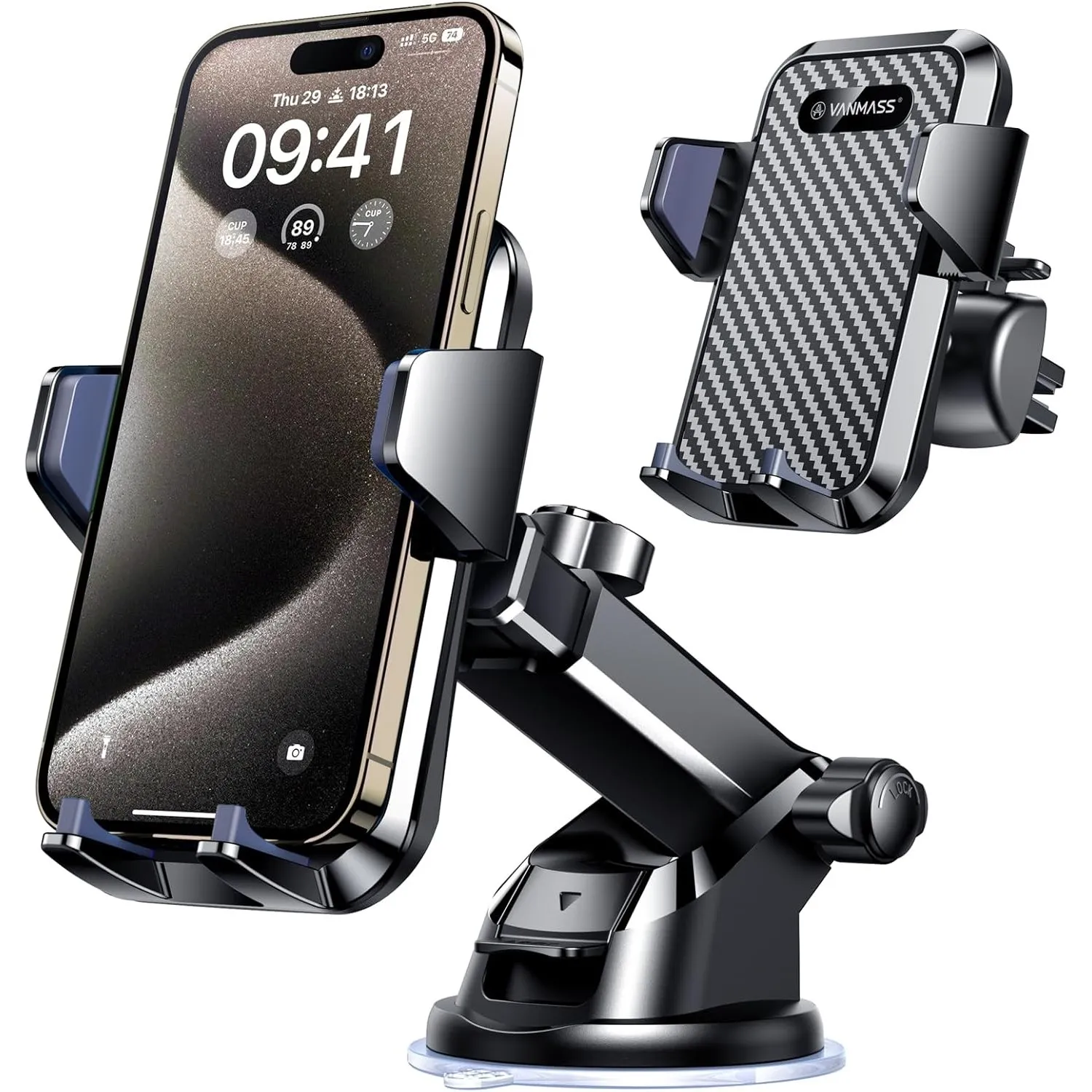 VANMASS Handyhalterung Auto 2026 neuste Version Handy Halterung Auto 4 in 1 Lüftung & Saugnapf Handyhalter Auto Kratz S…