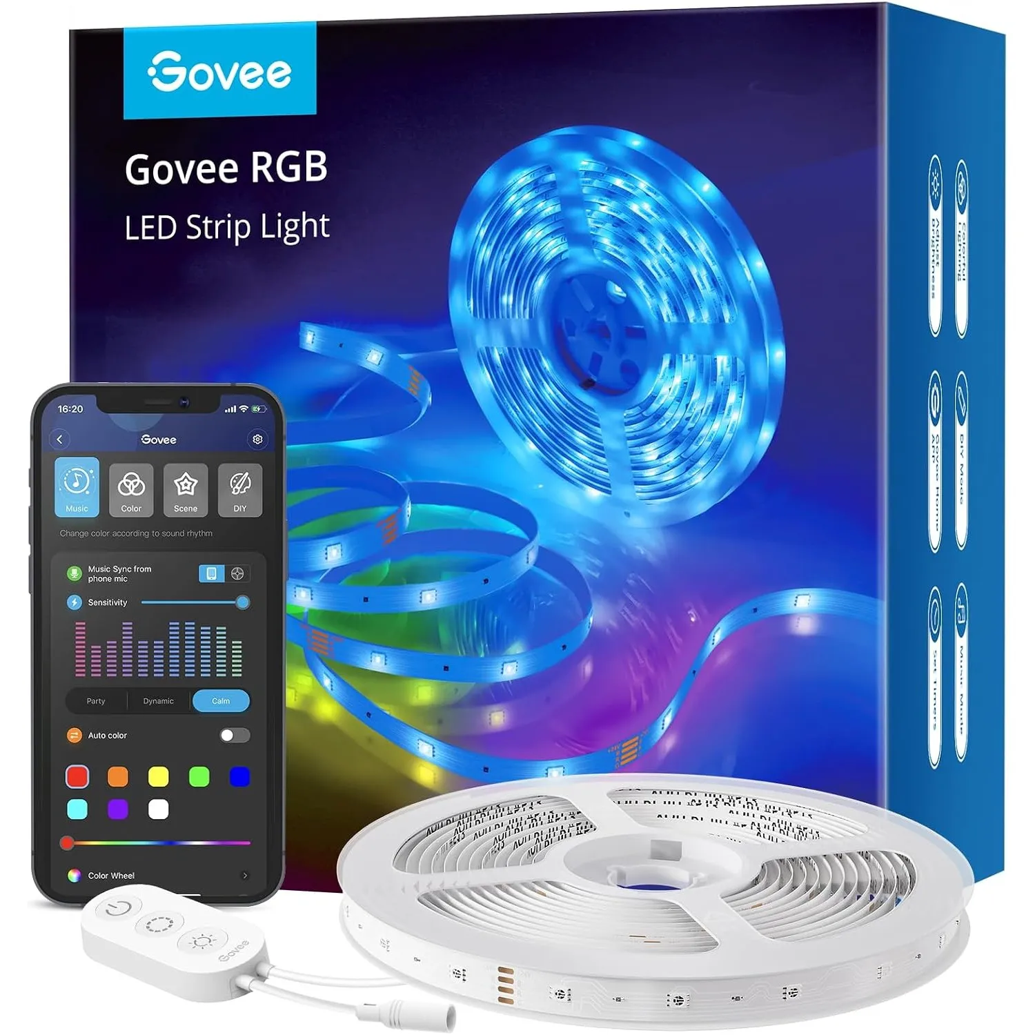 Govee WiFi LED Strip 5m, Smart RGB LED Streifen, App-steuerung, Musik Sync, Funktioniert mit Alexa und Google Assistant…
