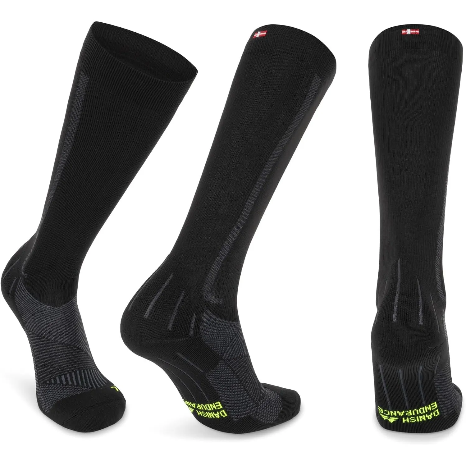 DANISH ENDURANCE Kompressionsstrümpfe, 21-26 mmHg, für Sport, 1 & 2 Paar