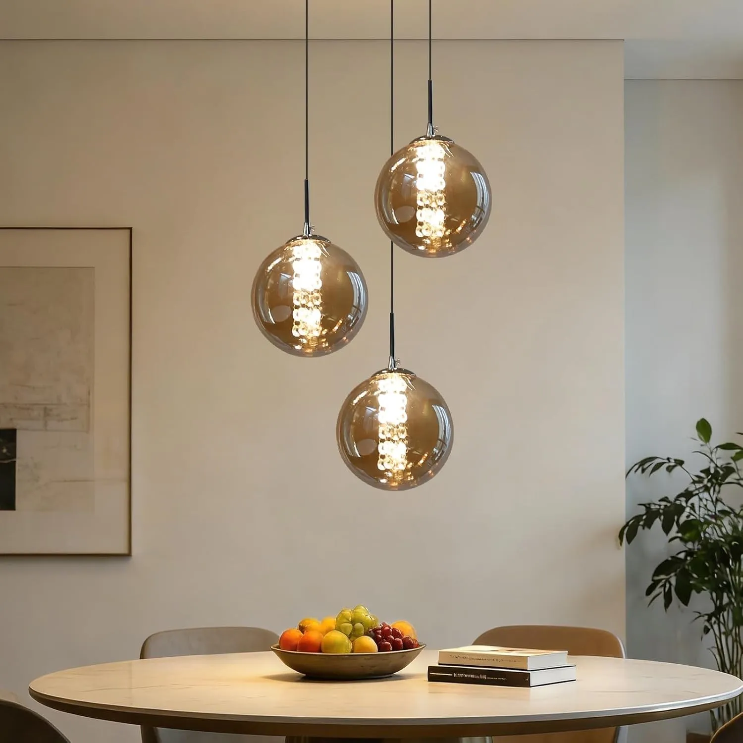 CBJKTX Pendelleuchte esstisch 3Flammig Glas Hängelampe Höhenverstellbar