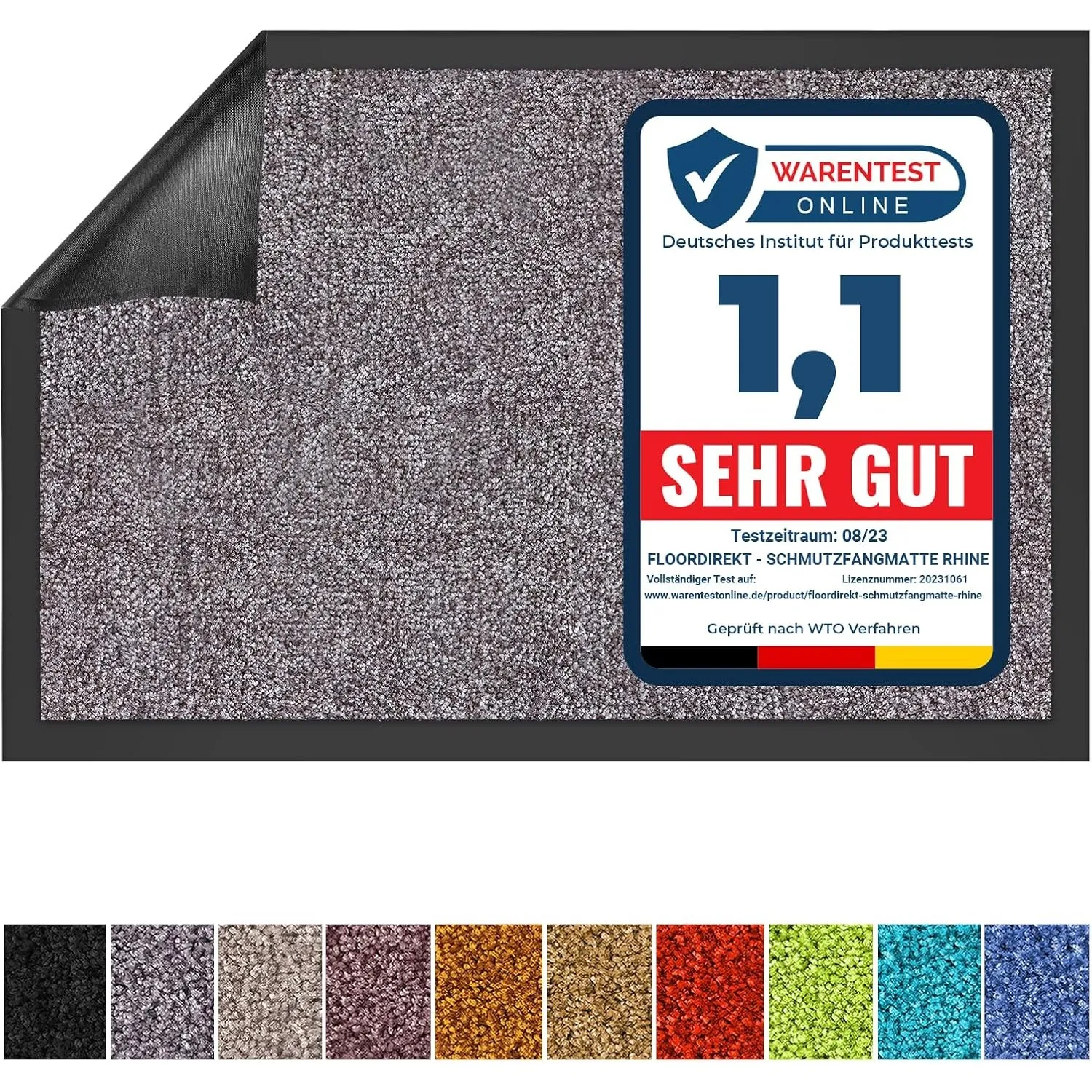 Floordirekt Schmutzfangmatte Rhine - waschbare & leistungsstarke Fußmatte - Sauberlaufmatte mit Rutschfester Rückseite …