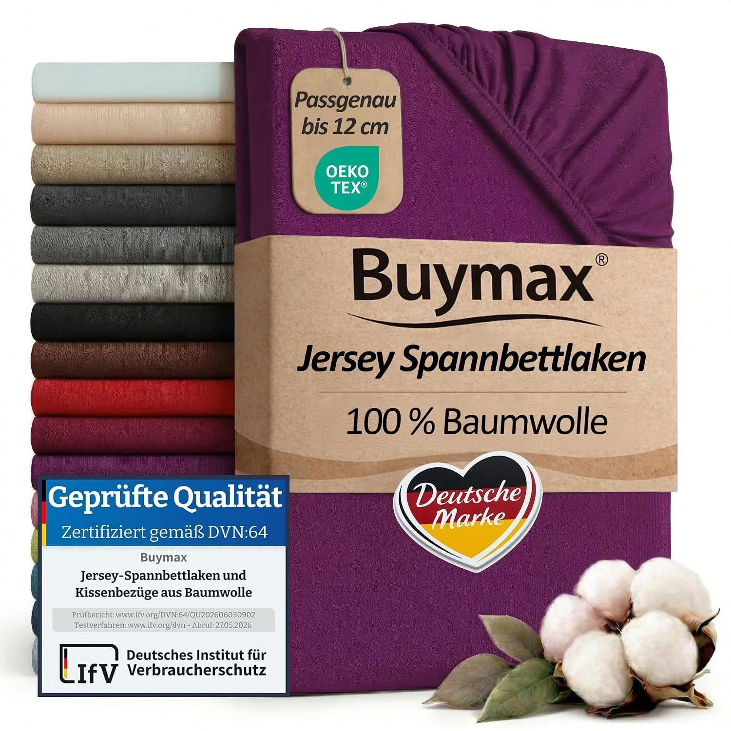 Buymax Topper Spannbettlaken 180x200 cm Spannbetttuch 100% Baumwolle Jersey für Matratzentopper bis 12 cm Matratzenhöhe…